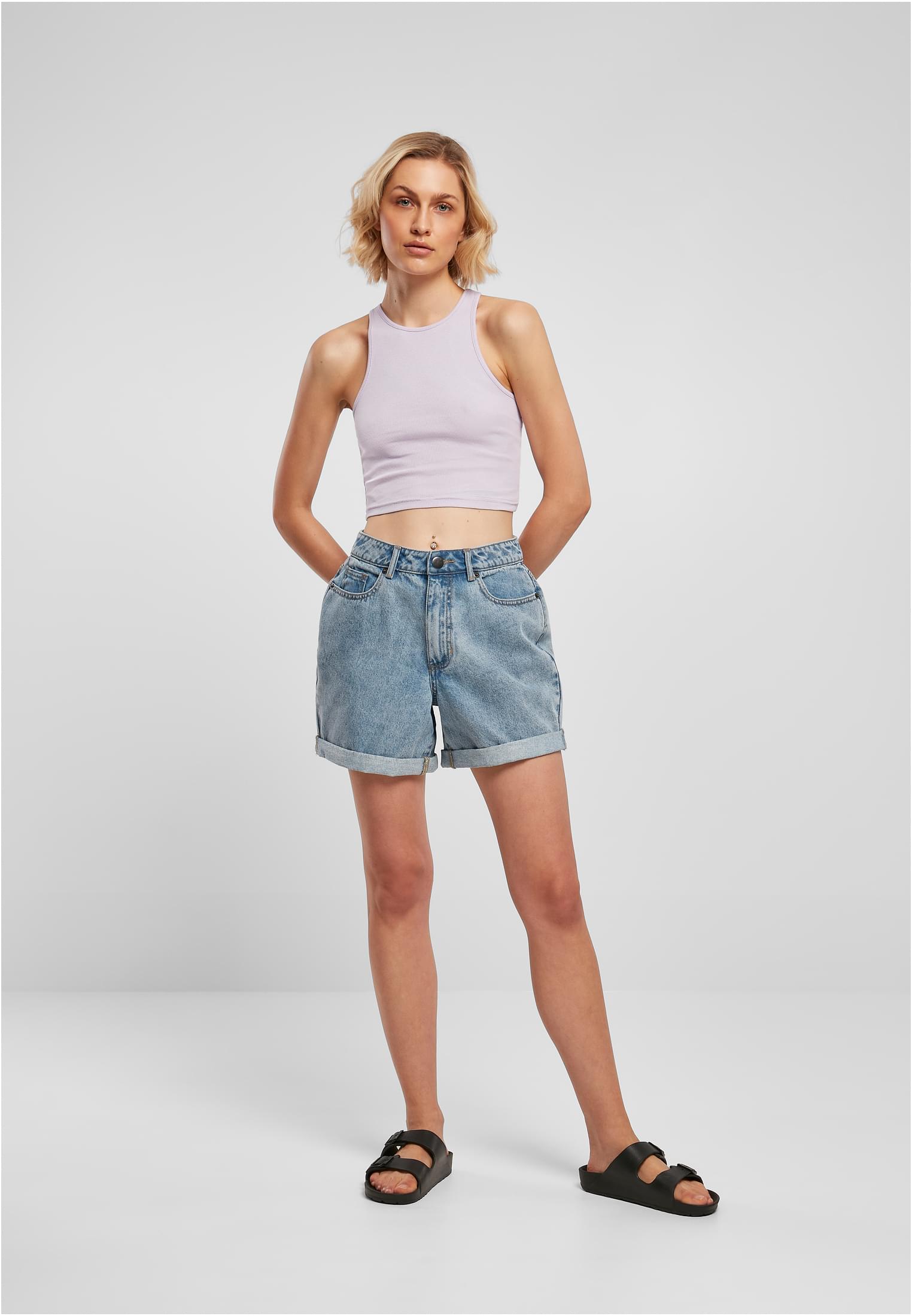 Ladies Cropped Rib Top | lilac