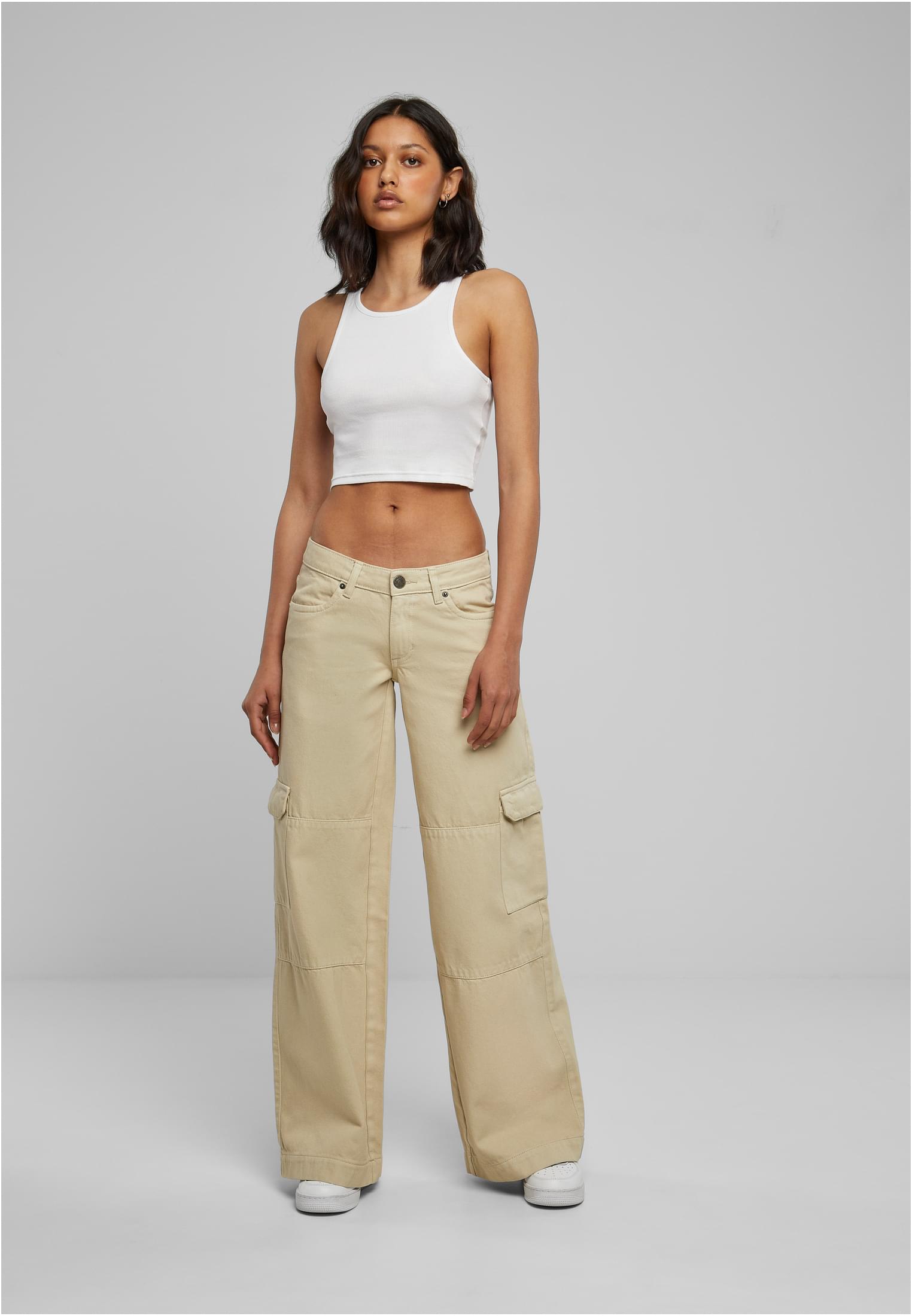 Ladies Cropped Rib Top | white