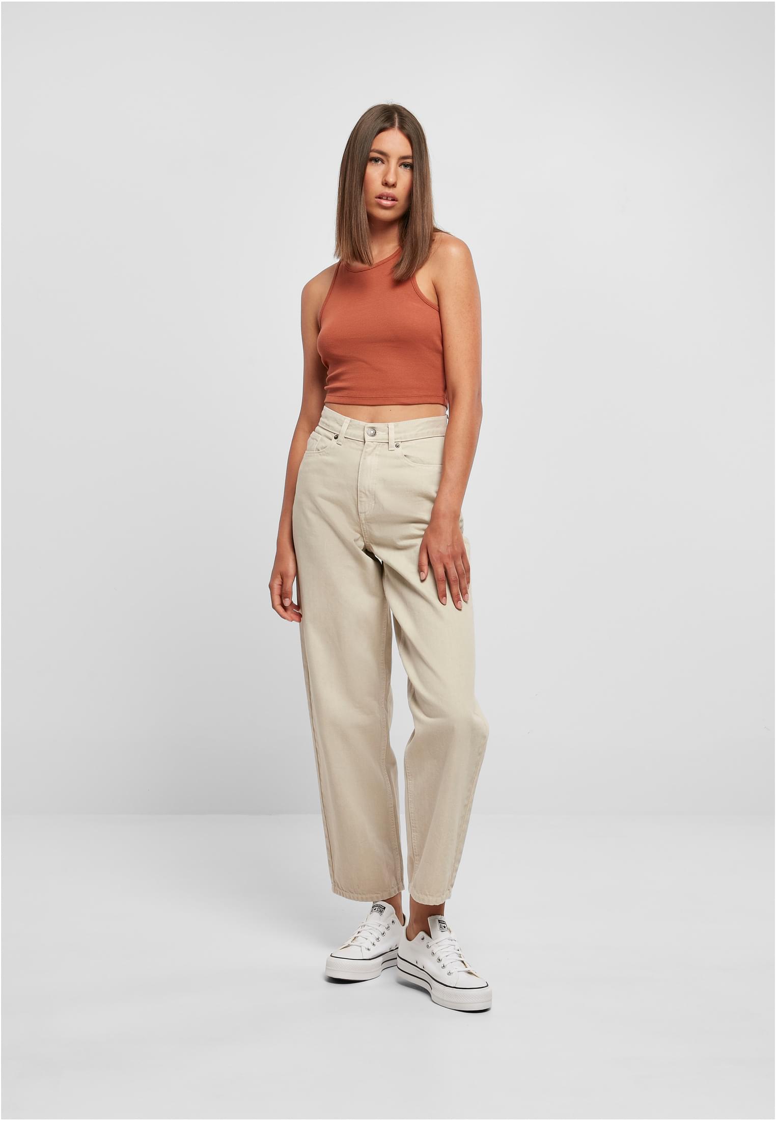 Ladies Cropped Rib Top | terracotta