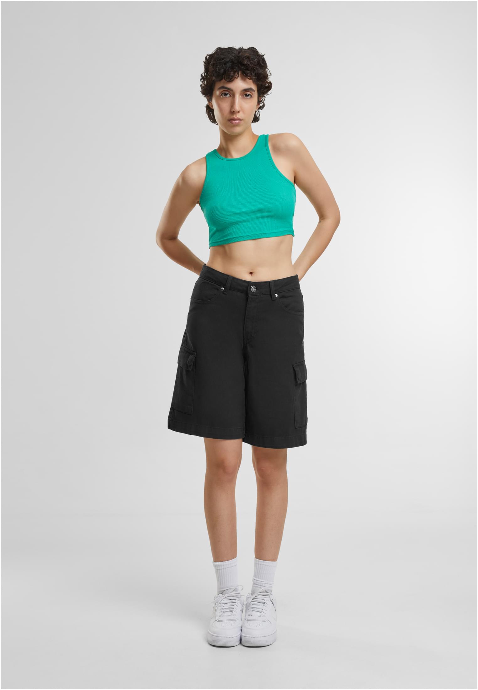 Ladies Cropped Rib Top | ferngreen