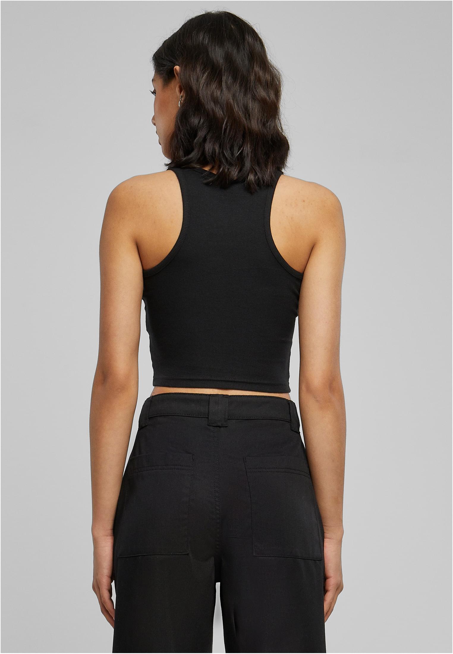 Ladies Cropped Rib Top | black