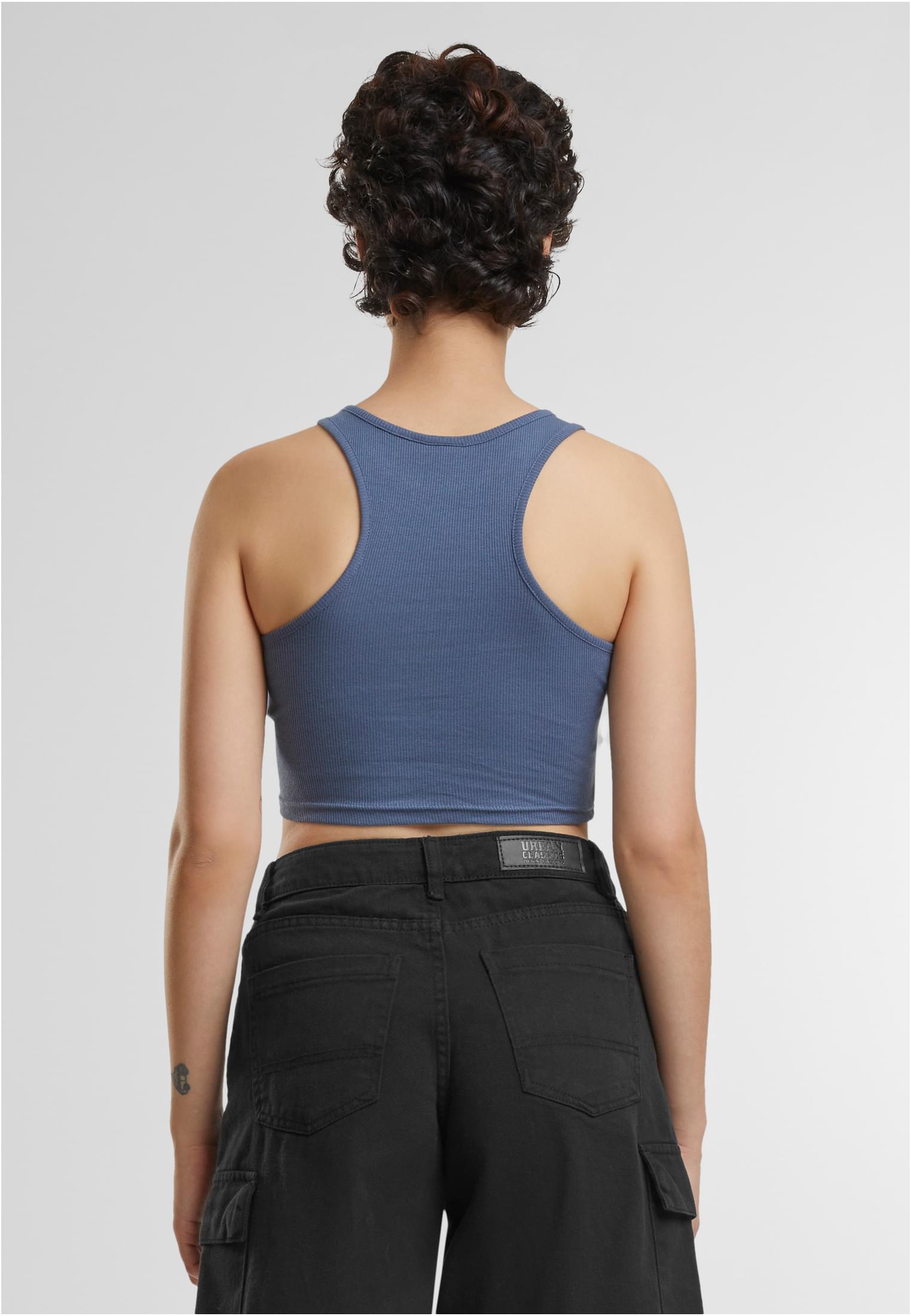 Ladies Cropped Rib Top | vintageblue