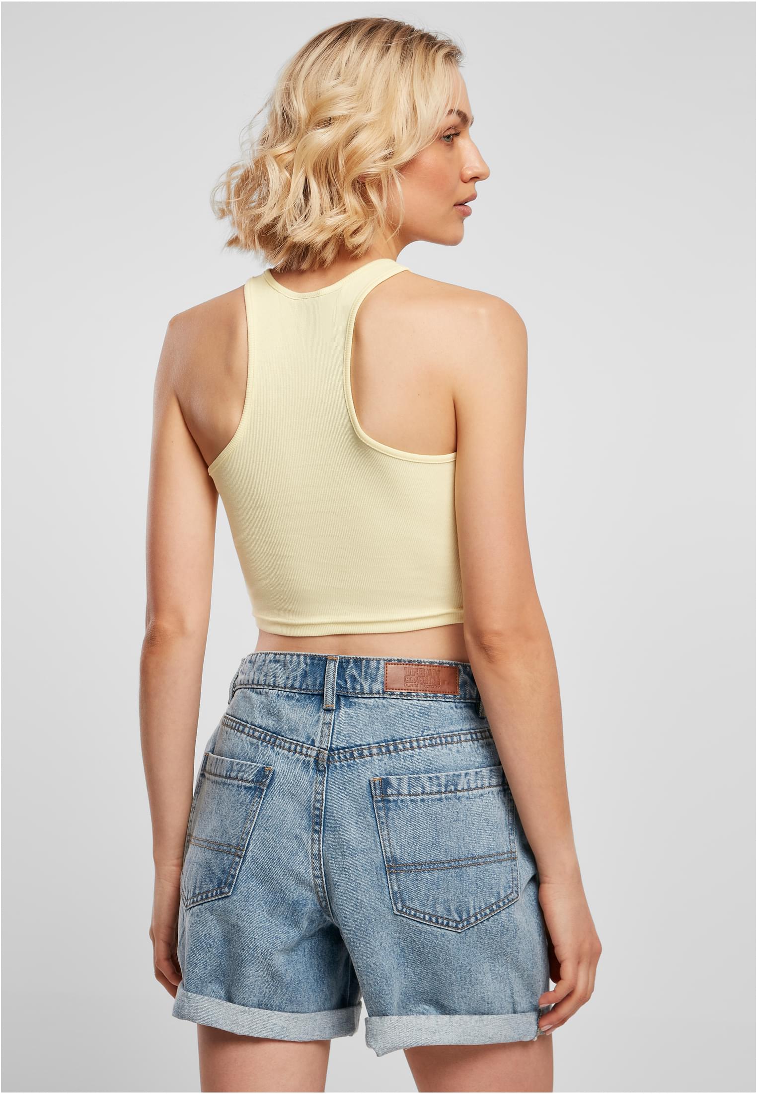 Ladies Cropped Rib Top | softyellow