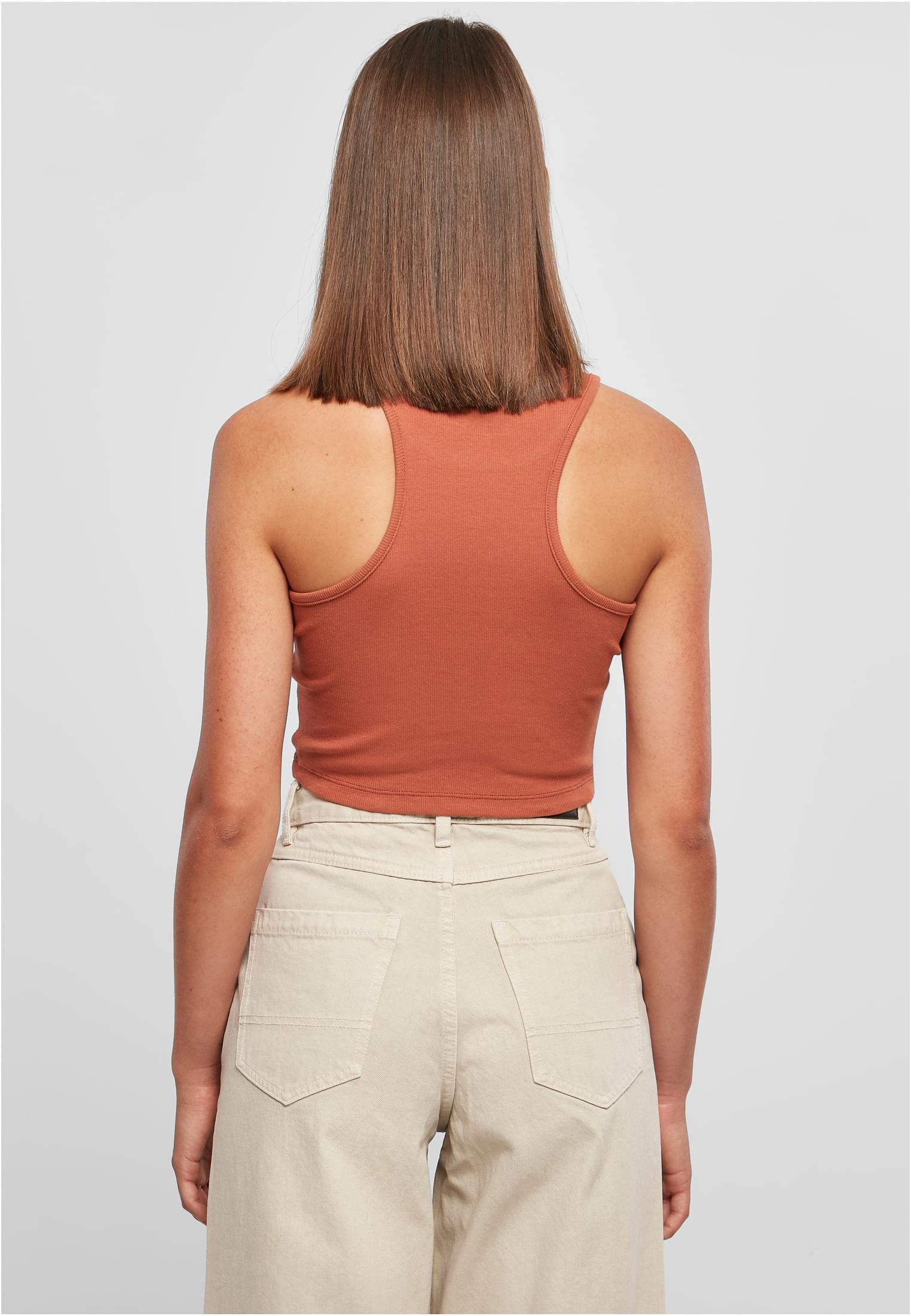 Ladies Cropped Rib Top | terracotta