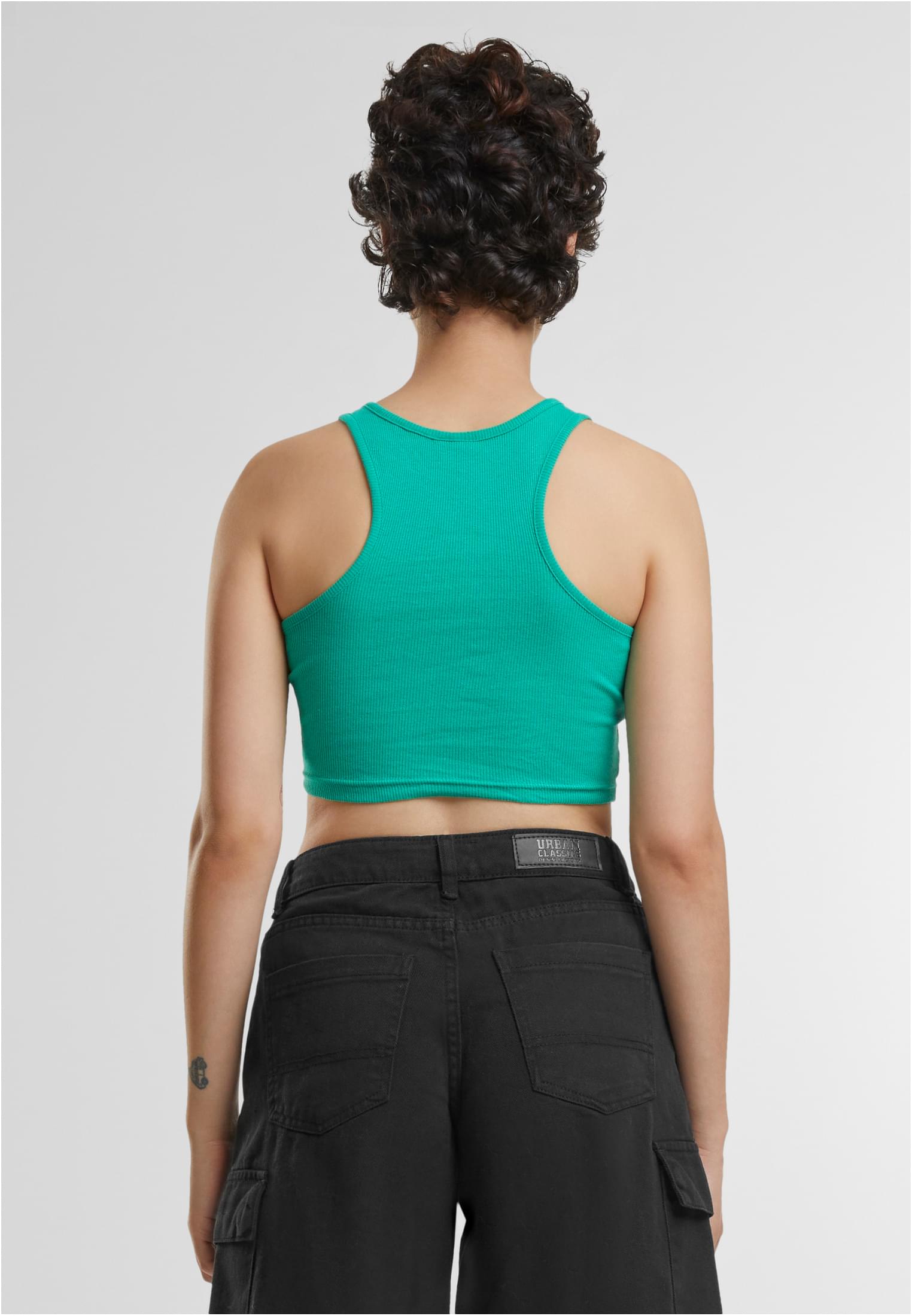 Ladies Cropped Rib Top | ferngreen