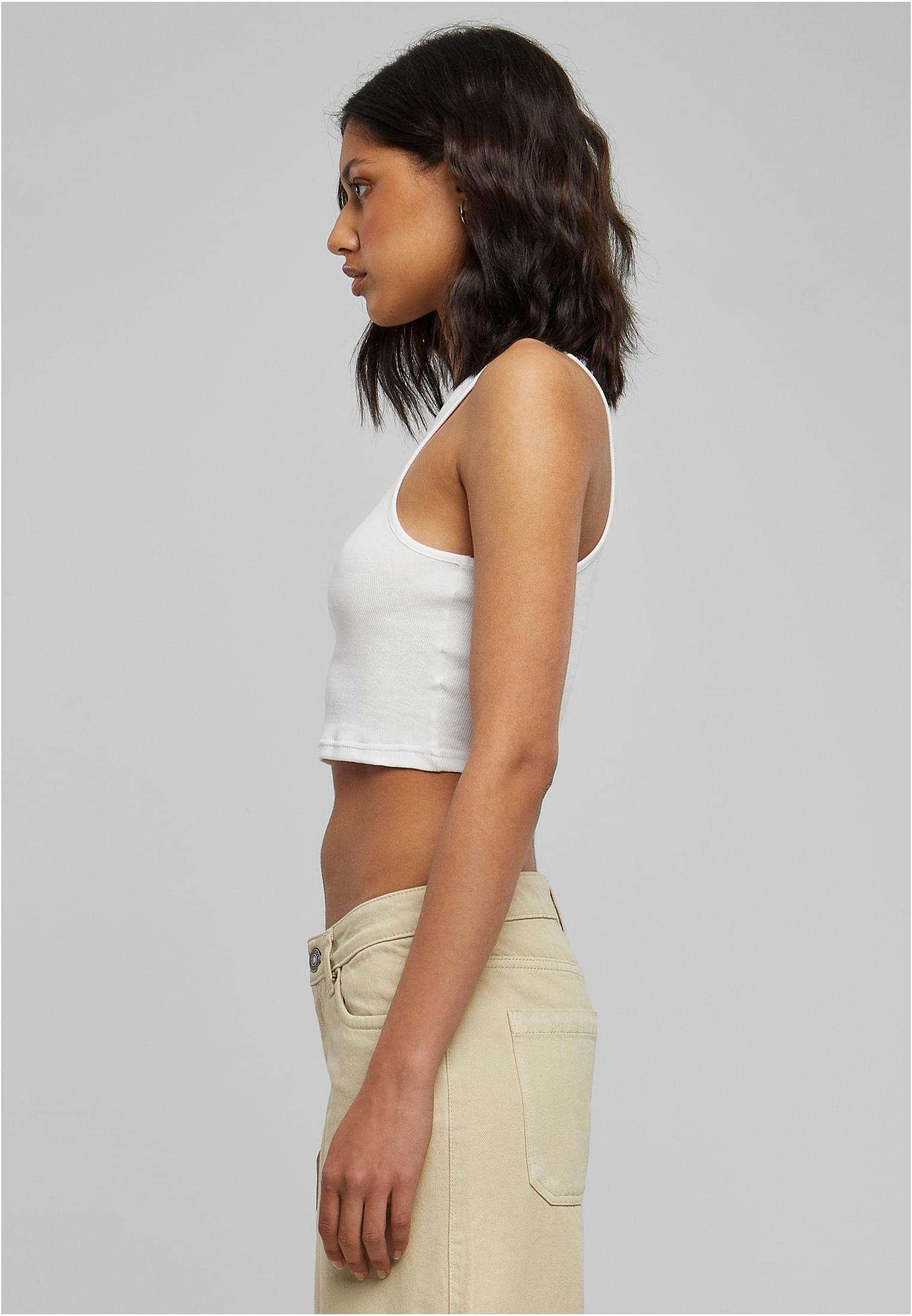 Ladies Cropped Rib Top | white