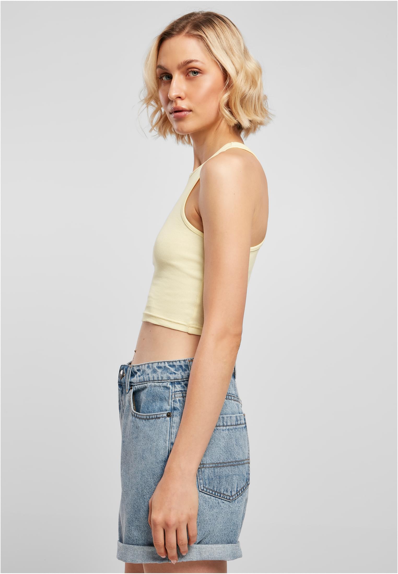 Ladies Cropped Rib Top | softyellow