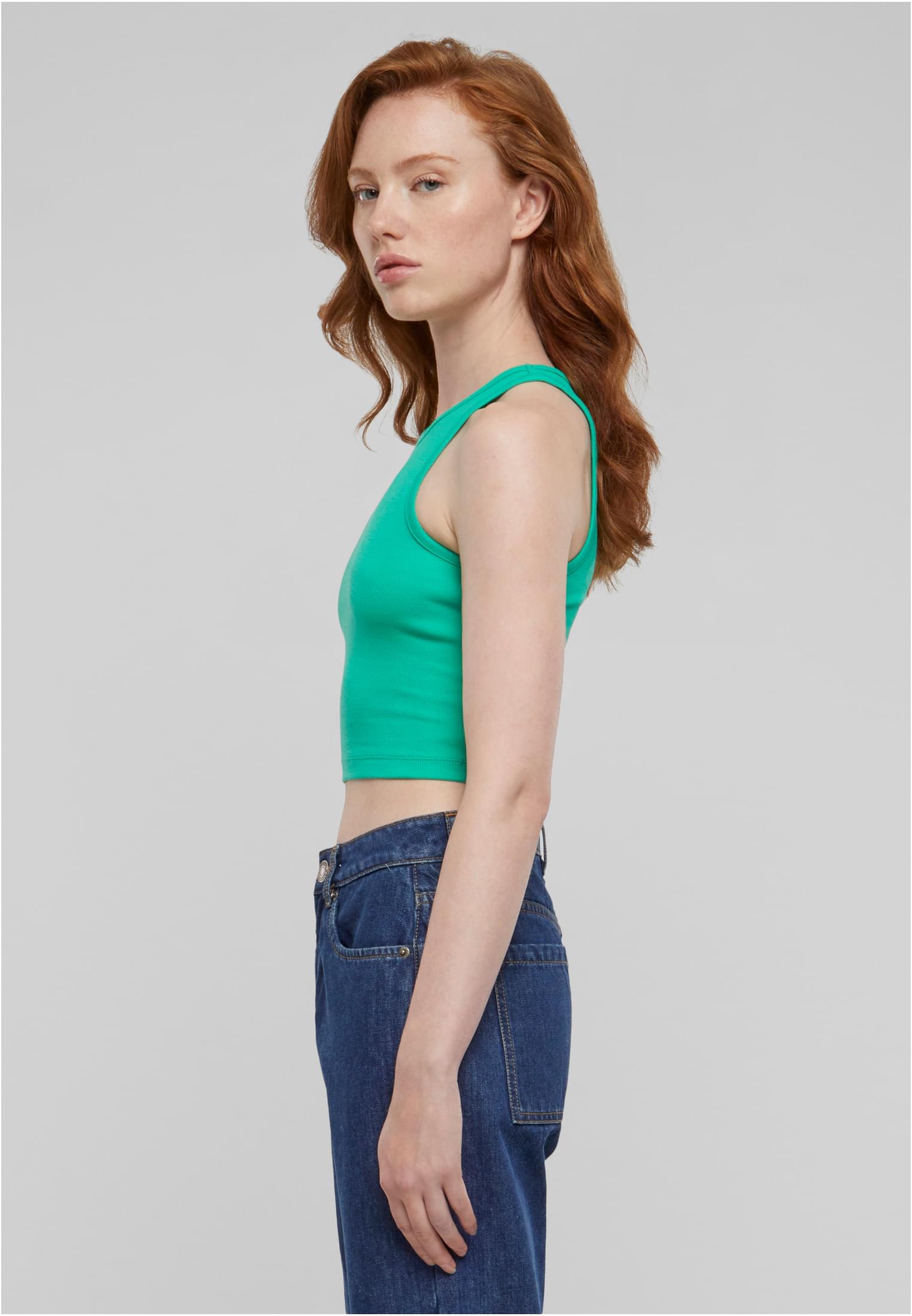 Ladies Cropped Rib Top | ferngreen