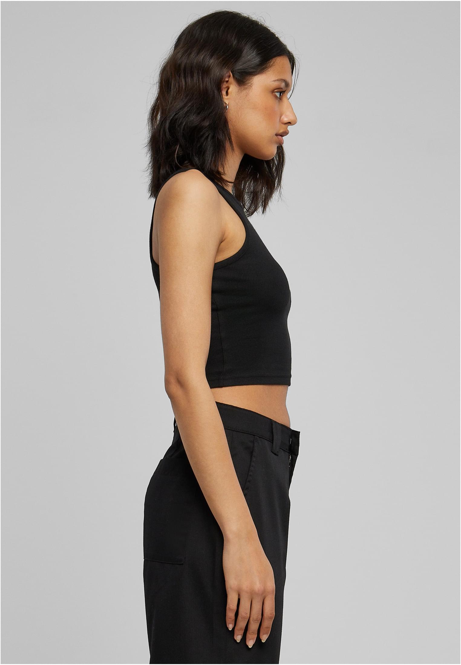 Ladies Cropped Rib Top | black