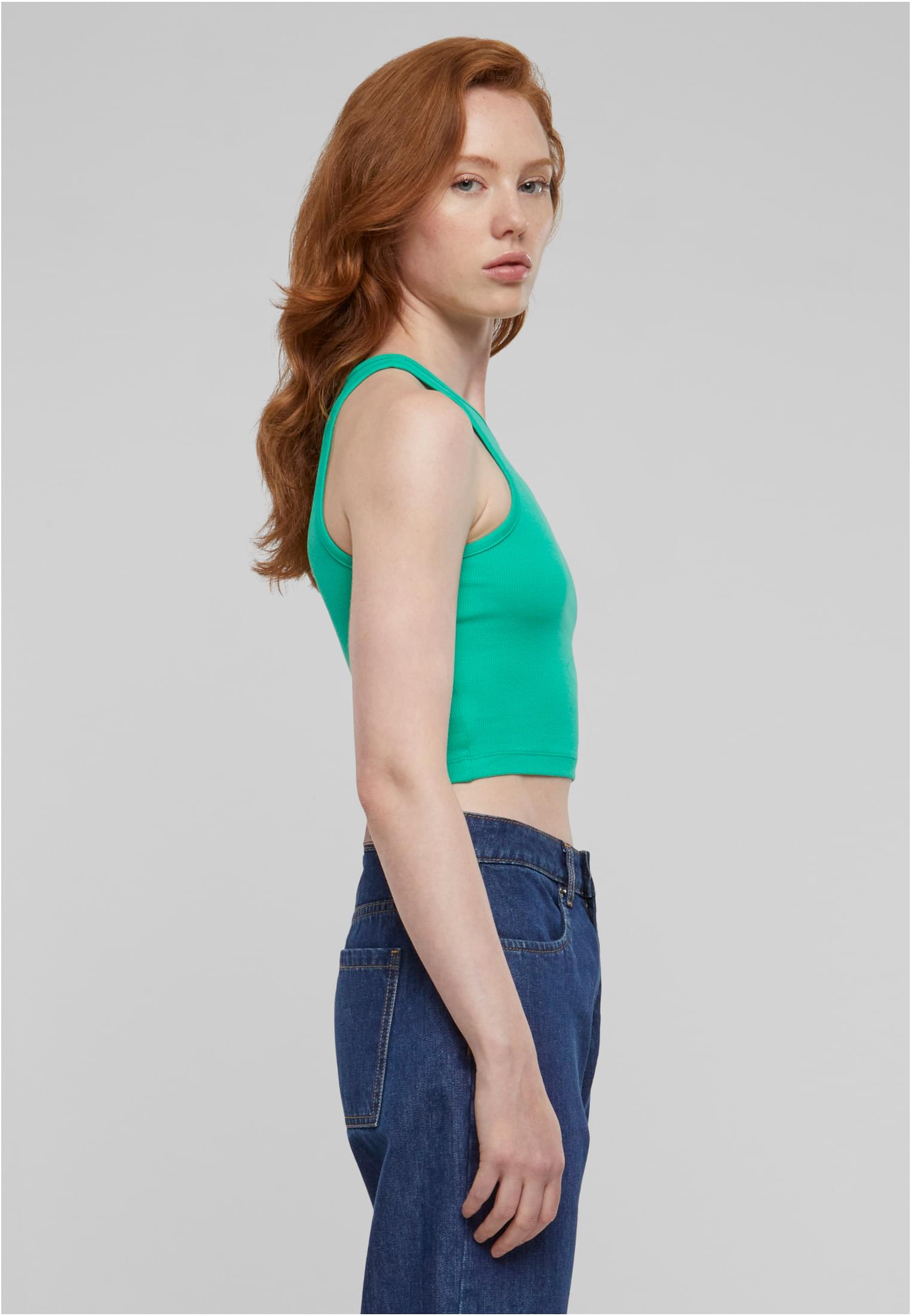 Ladies Cropped Rib Top | ferngreen