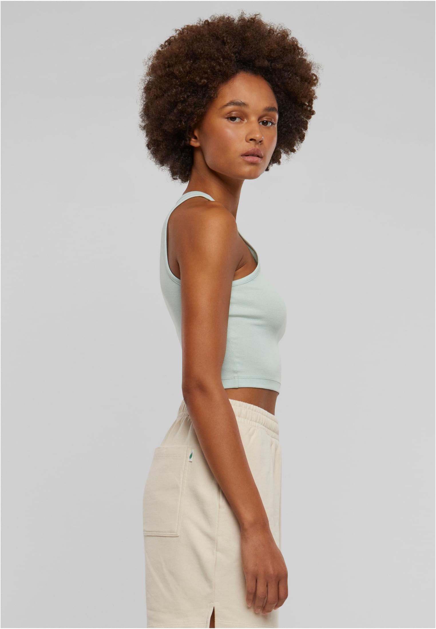 Ladies Cropped Rib Top | frostmint