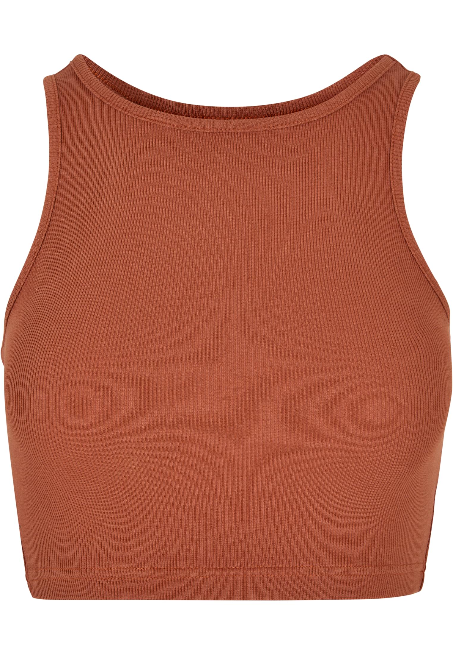 Ladies Cropped Rib Top | terracotta