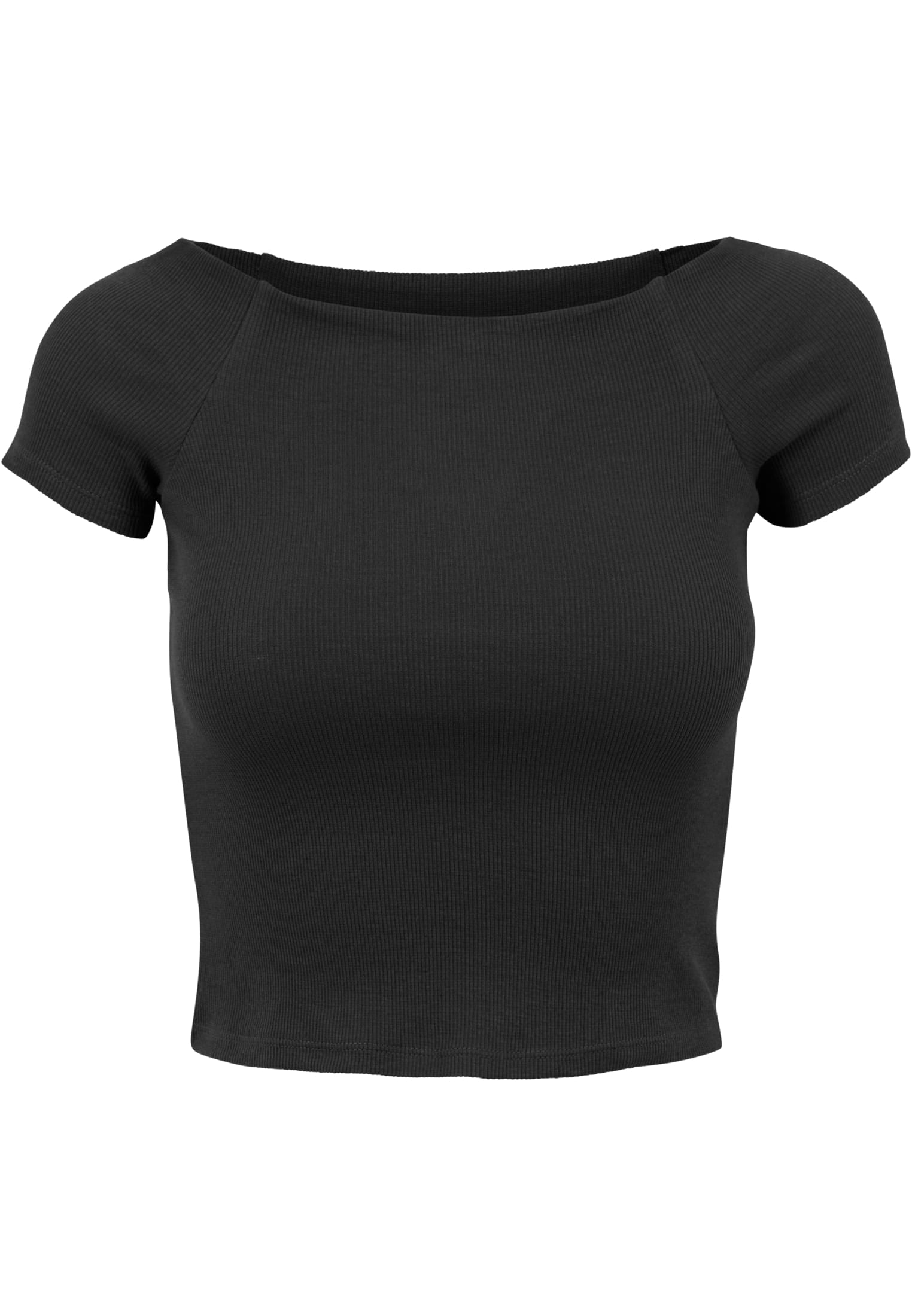 Ladies Off Shoulder Rib Tee 2-Pack | black+black