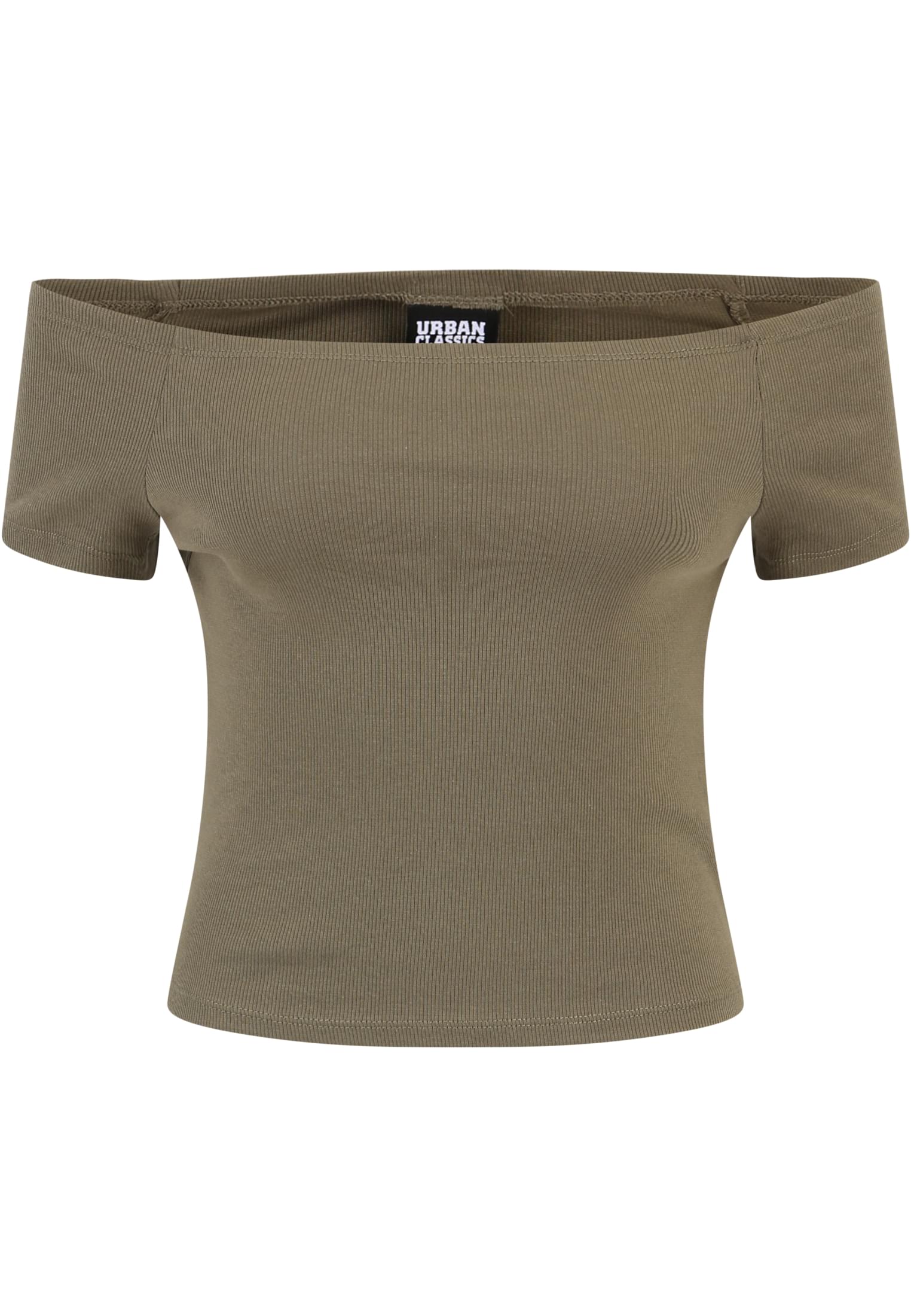 Ladies Off Shoulder Rib Tee 2-Pack | white+olive