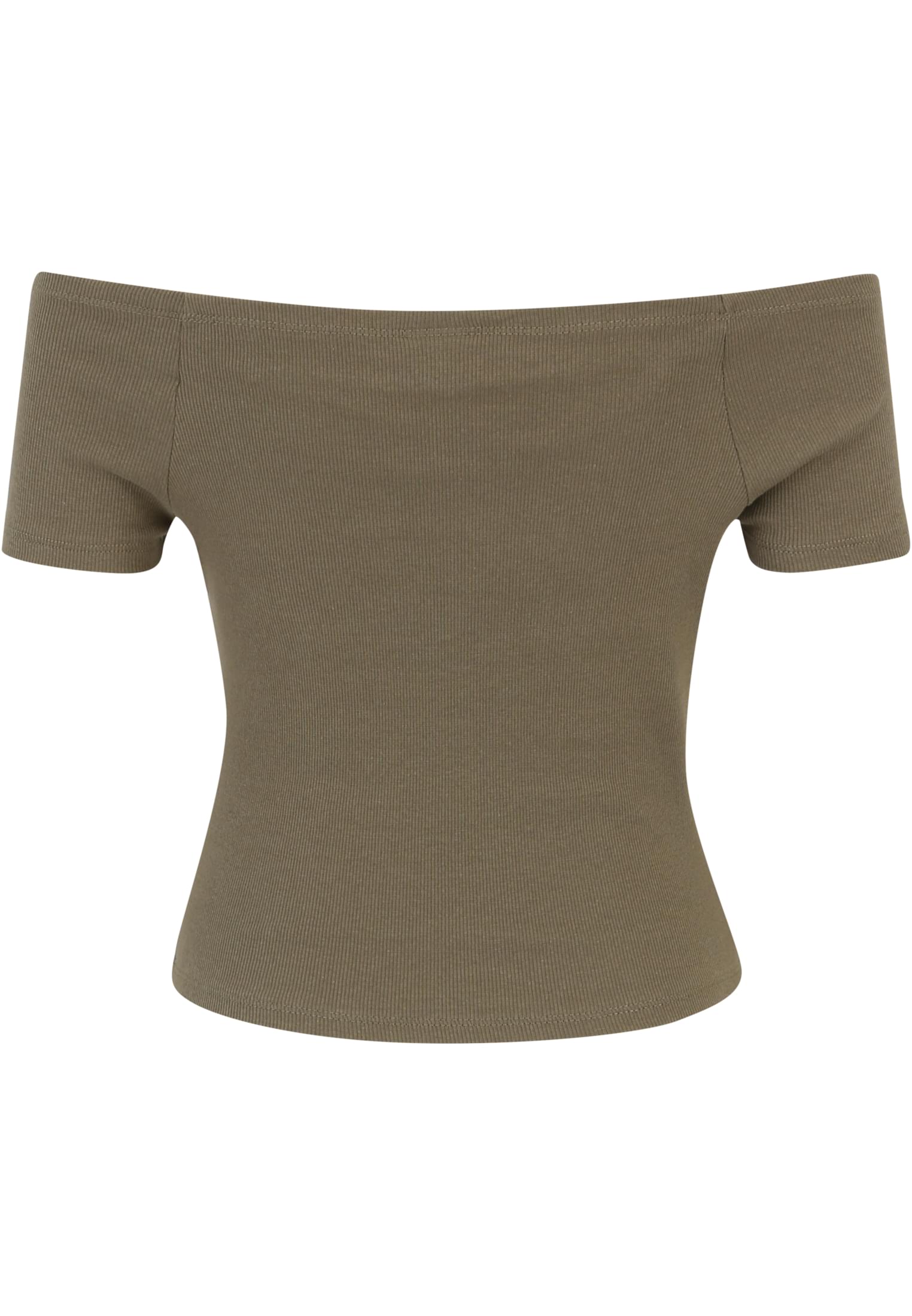 Ladies Off Shoulder Rib Tee 2-Pack | white+olive