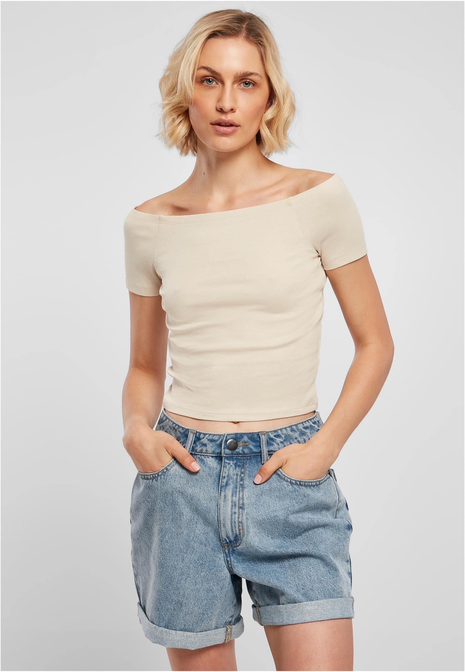 Ladies Off Shoulder Rib Tee | softseagrass