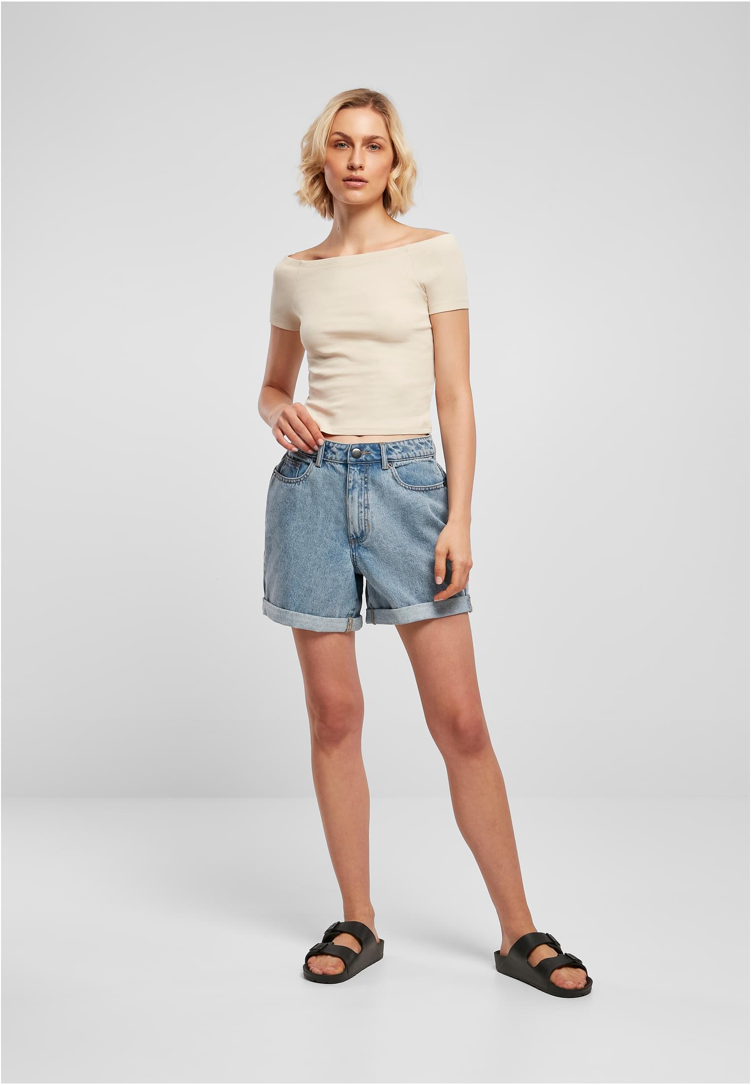 Ladies Off Shoulder Rib Tee | softseagrass