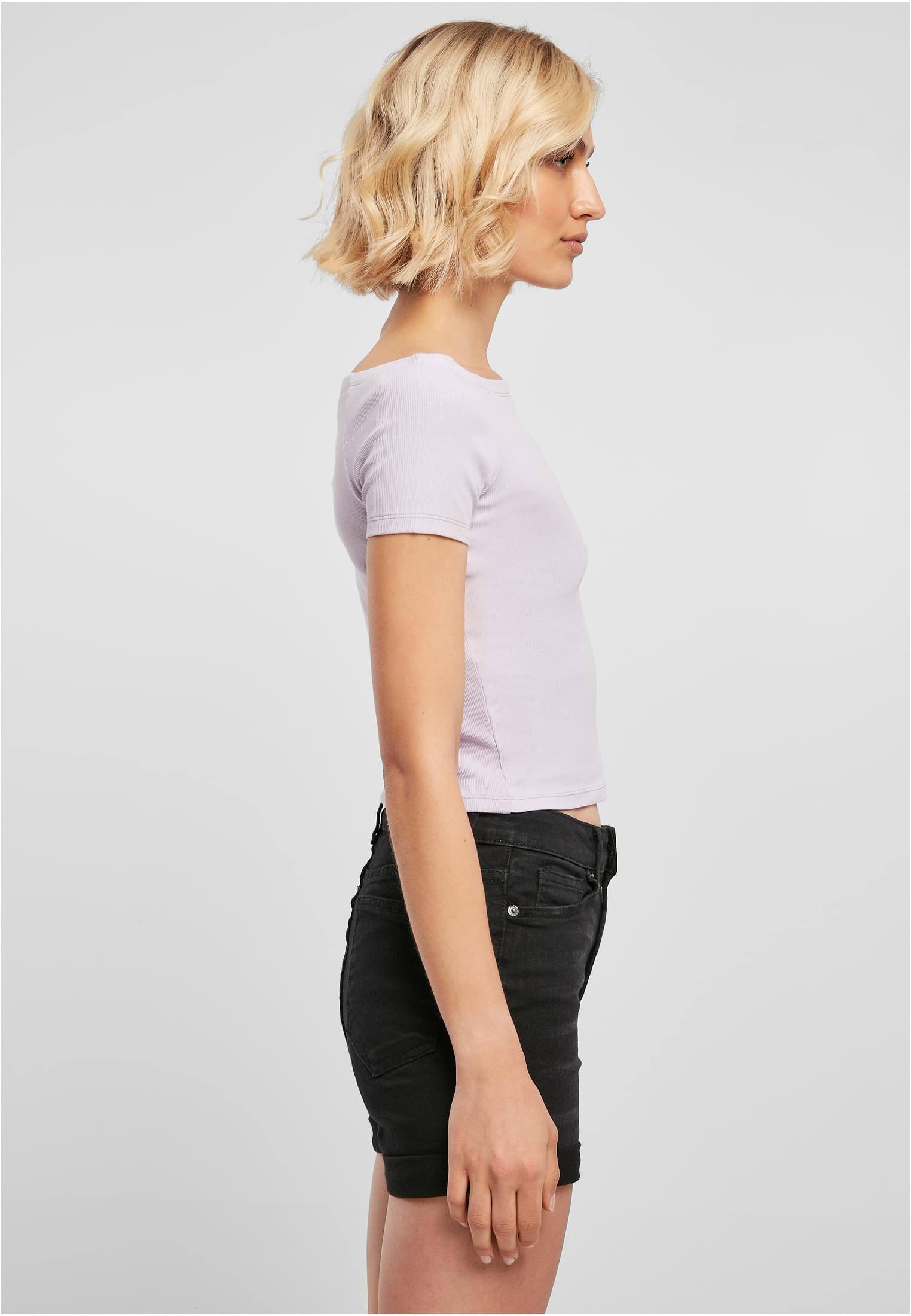 Ladies Off Shoulder Rib Tee | lilac