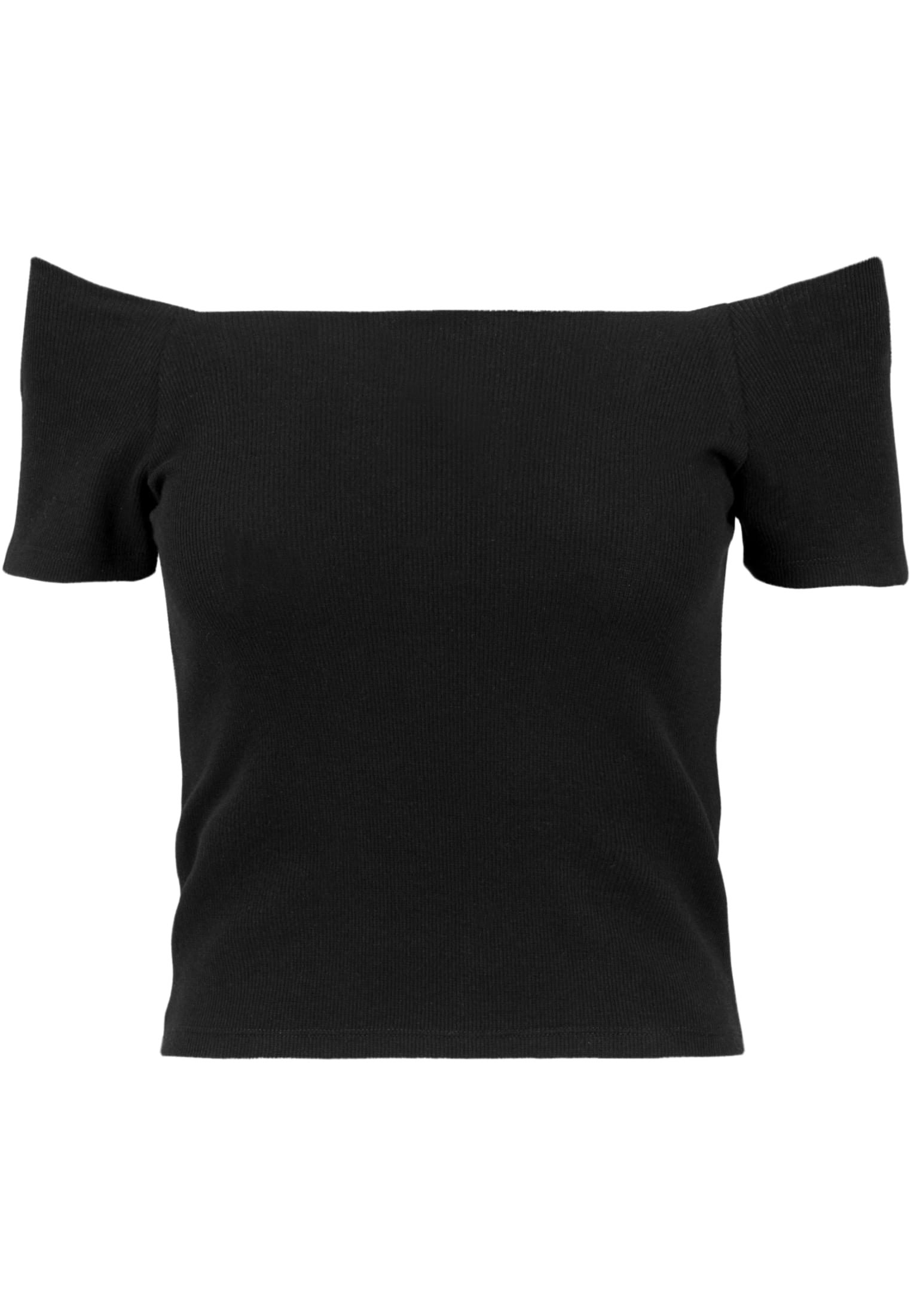 Ladies Off Shoulder Rib Tee | black