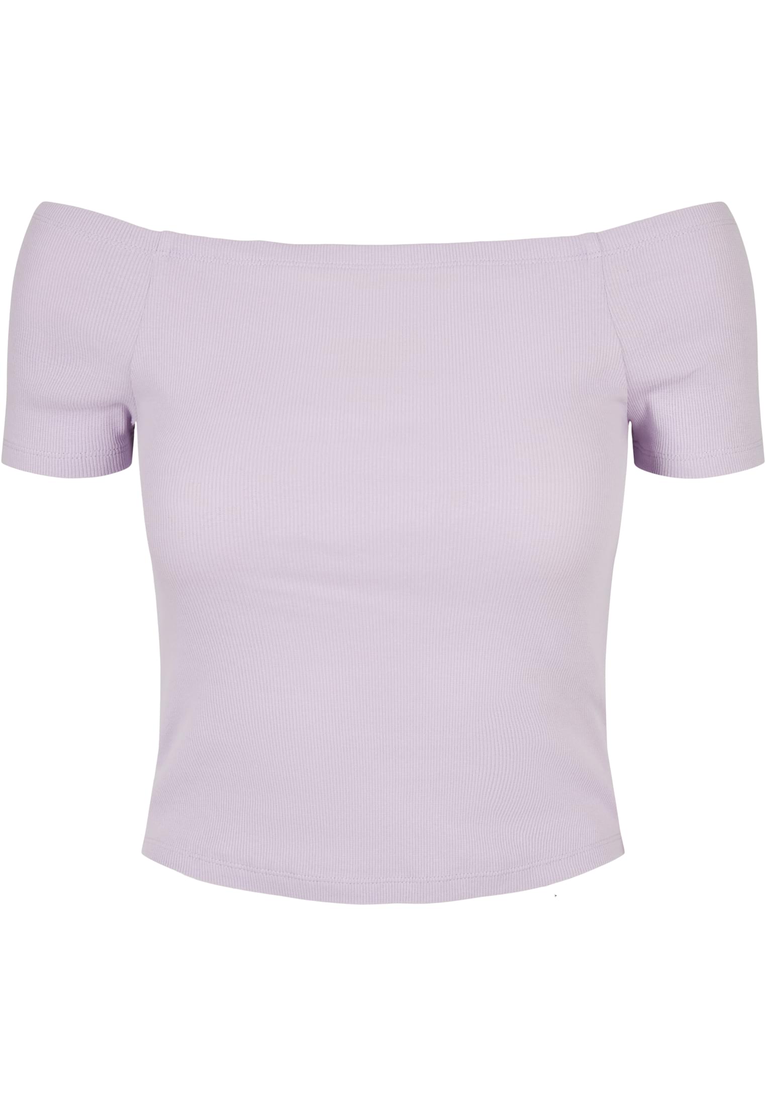 Ladies Off Shoulder Rib Tee | lilac