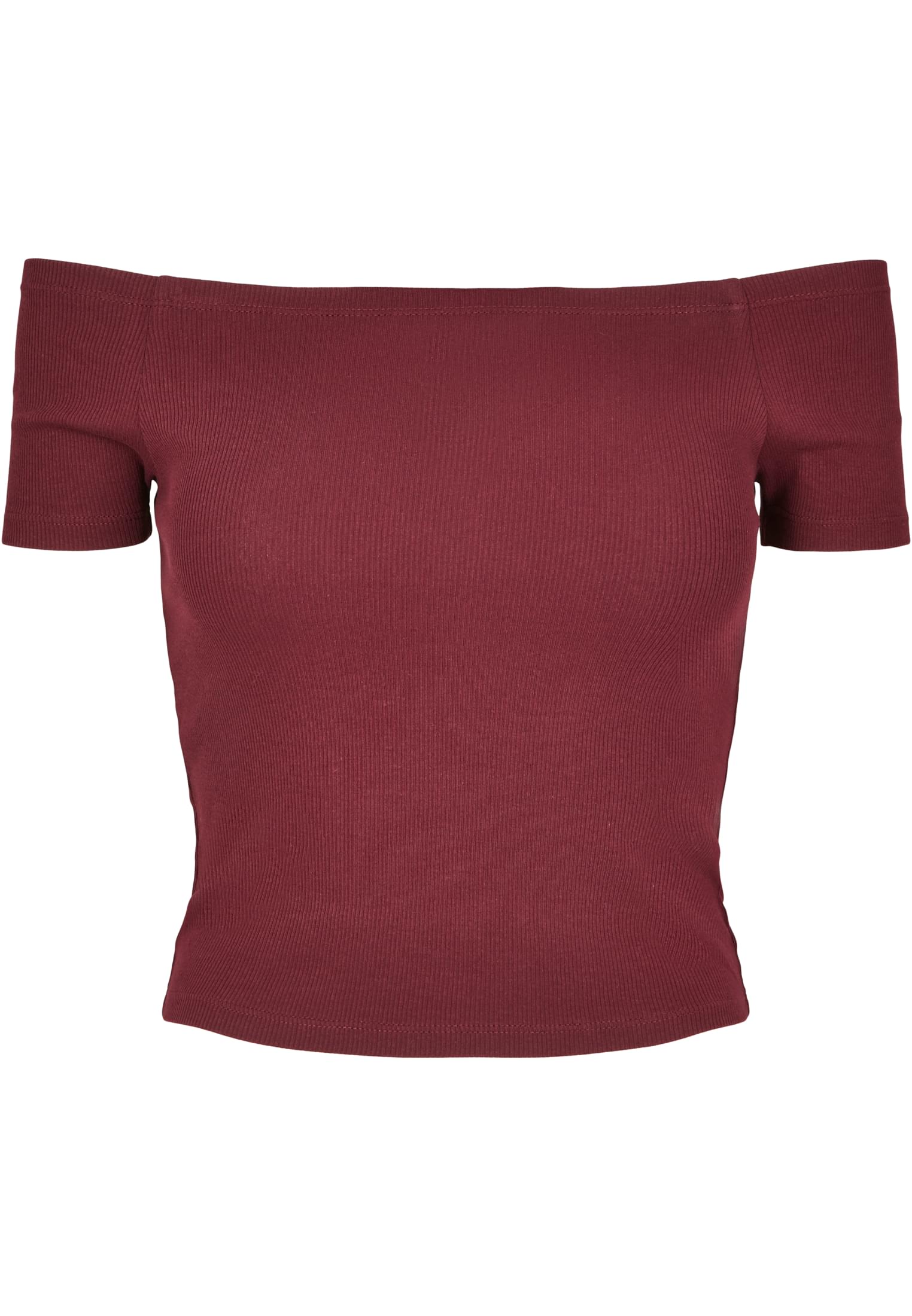 Ladies Off Shoulder Rib Tee | redwine