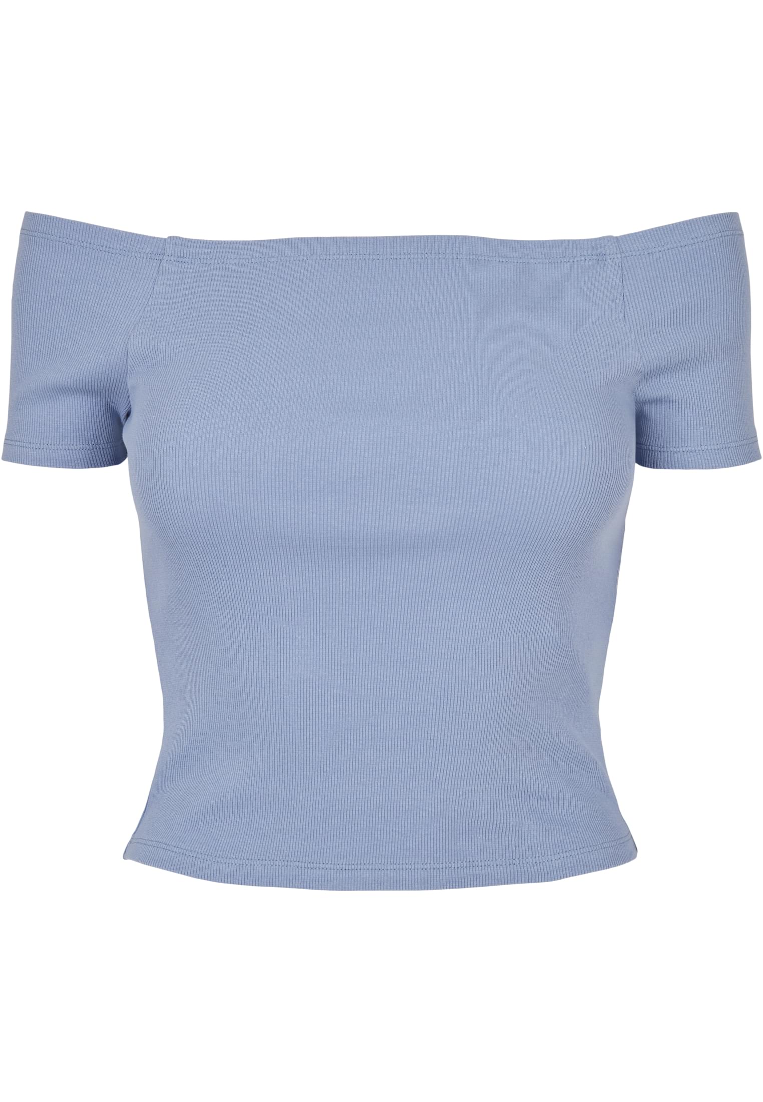 Ladies Off Shoulder Rib Tee | violablue