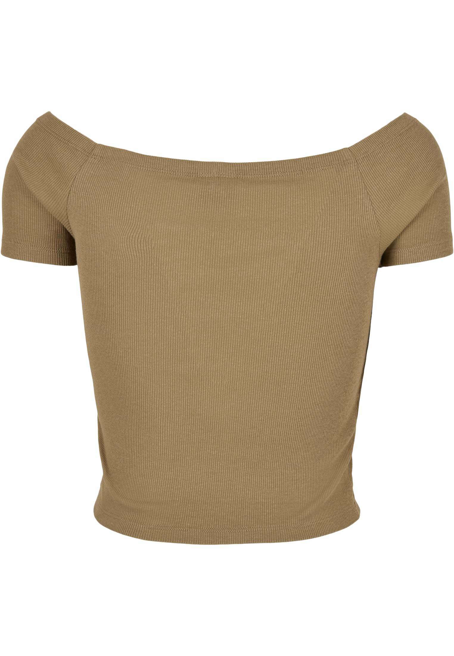 Ladies Off Shoulder Rib Tee | khaki