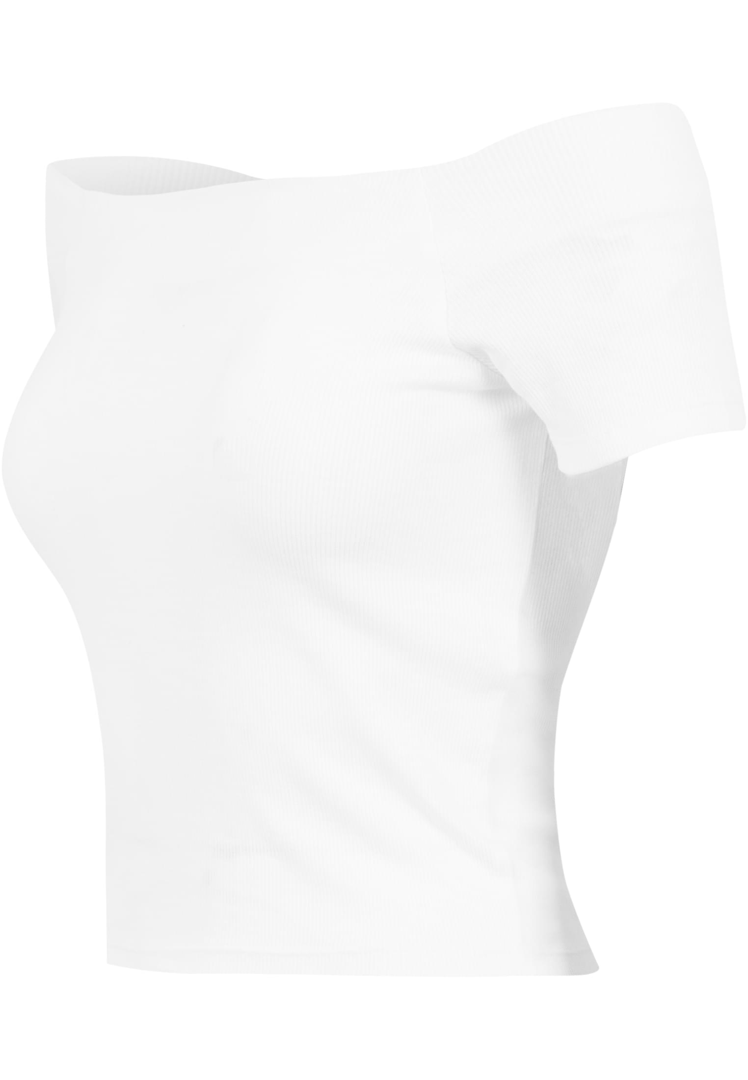 Ladies Off Shoulder Rib Tee | white