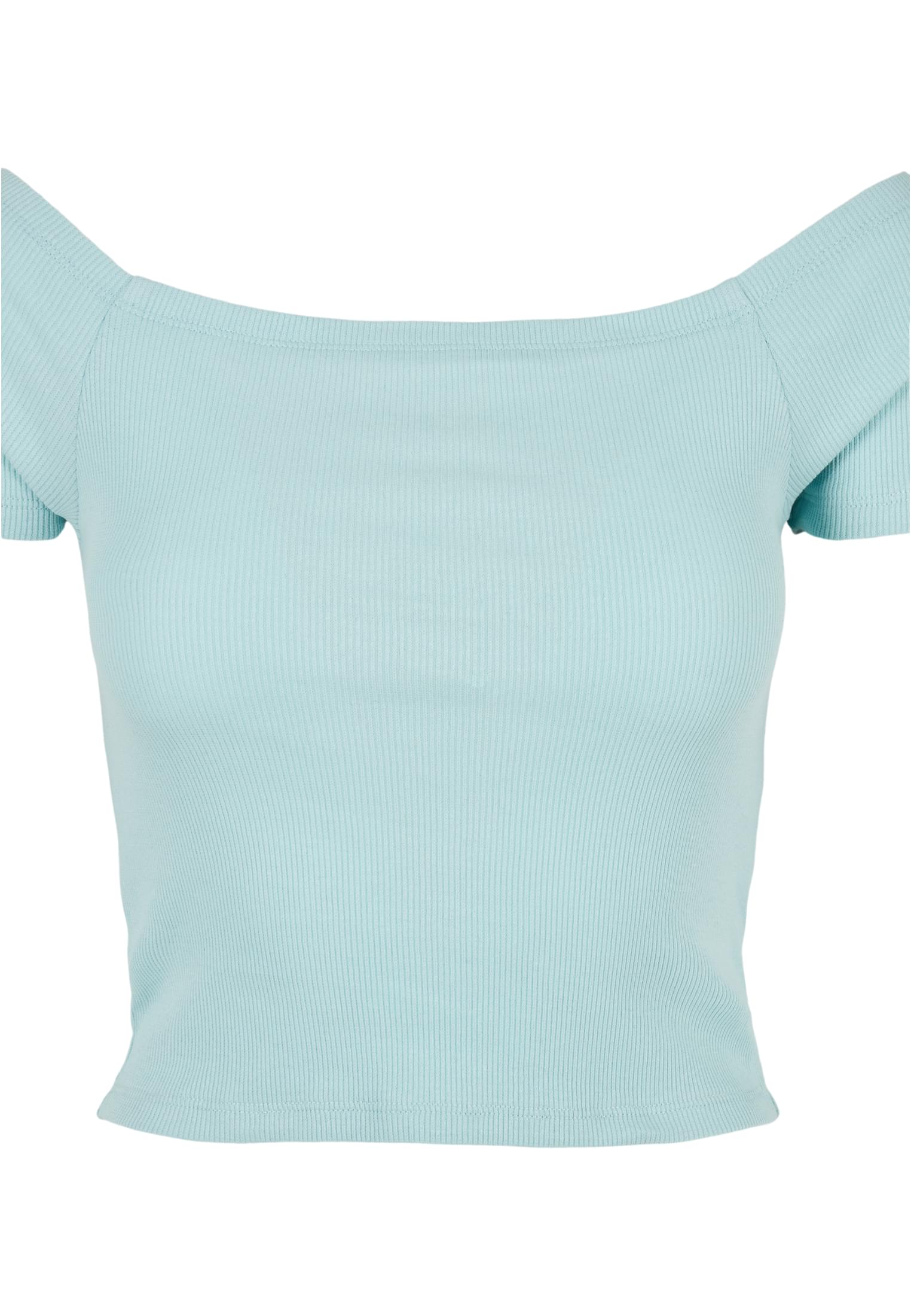 Ladies Off Shoulder Rib Tee | seablue