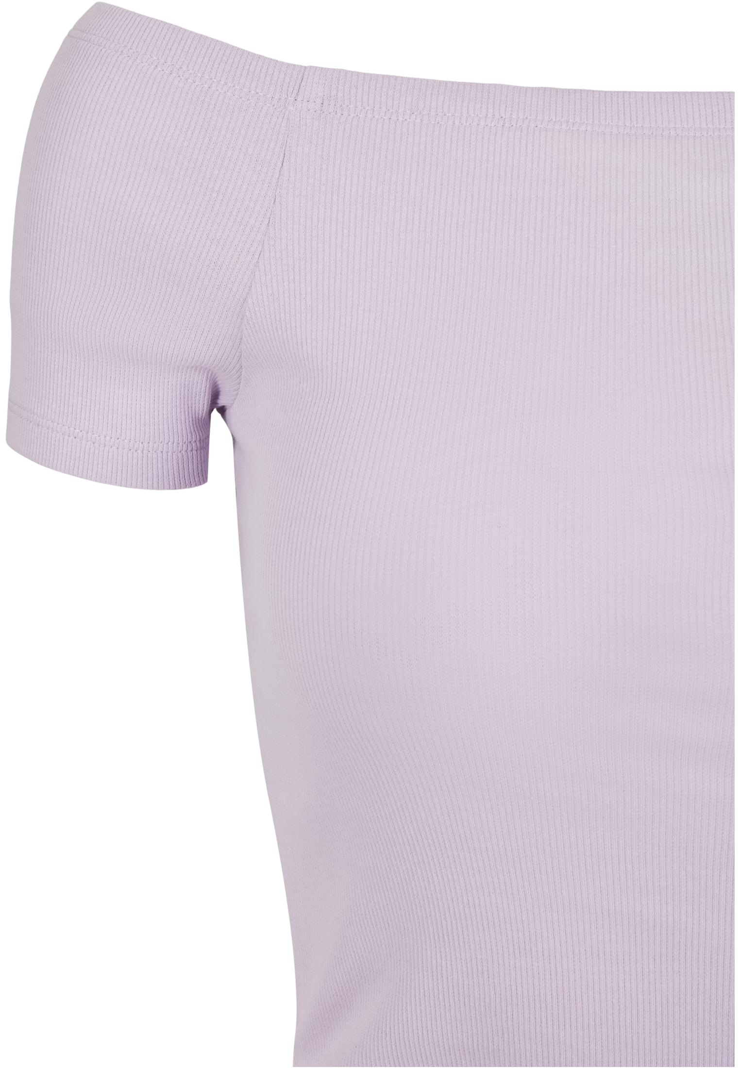 Ladies Off Shoulder Rib Tee | lilac