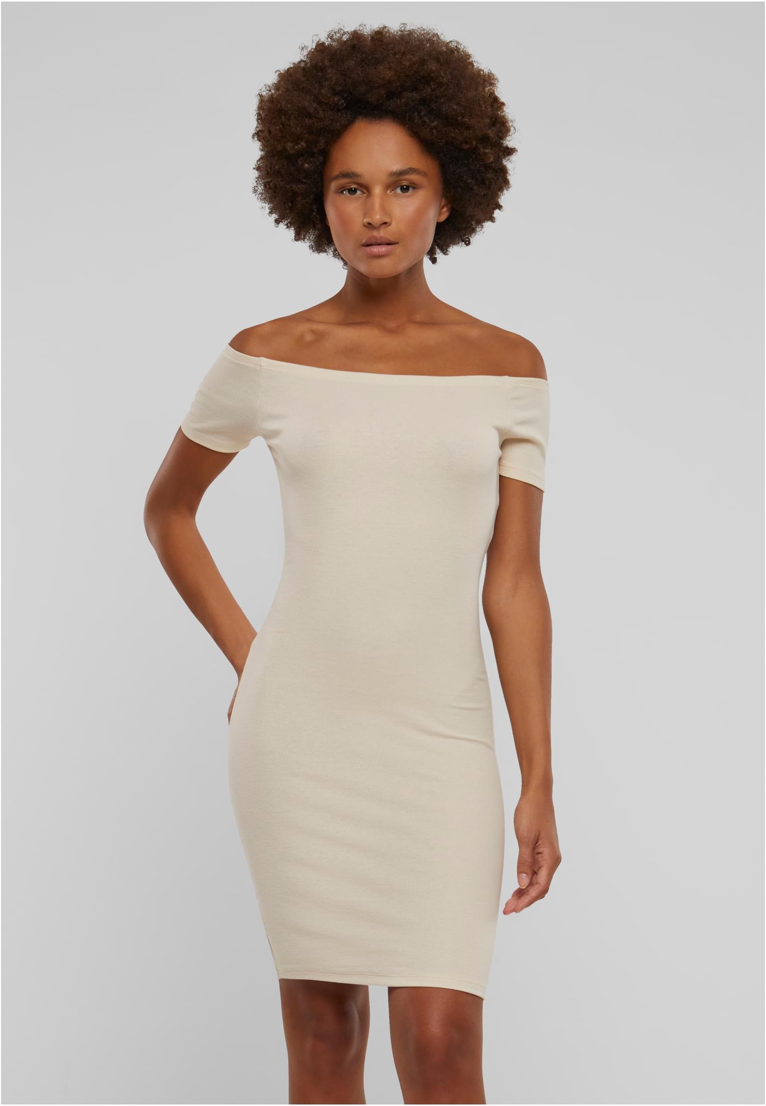 Ladies Off Shoulder Rib Dress | whitesand