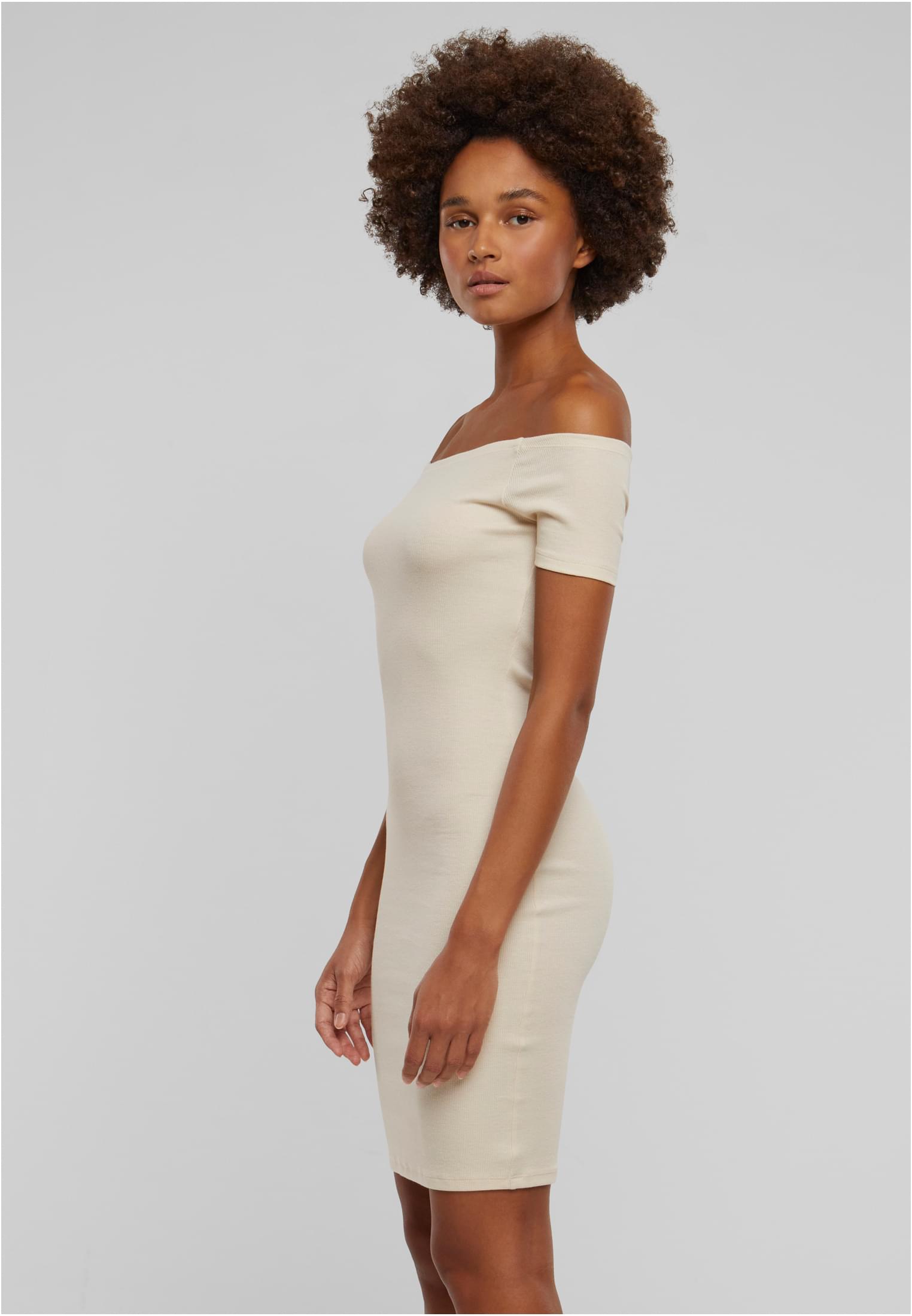 Ladies Off Shoulder Rib Dress | whitesand