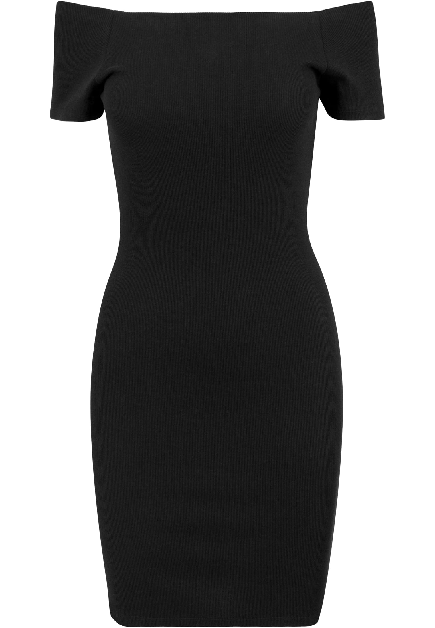 Ladies Off Shoulder Rib Dress | black