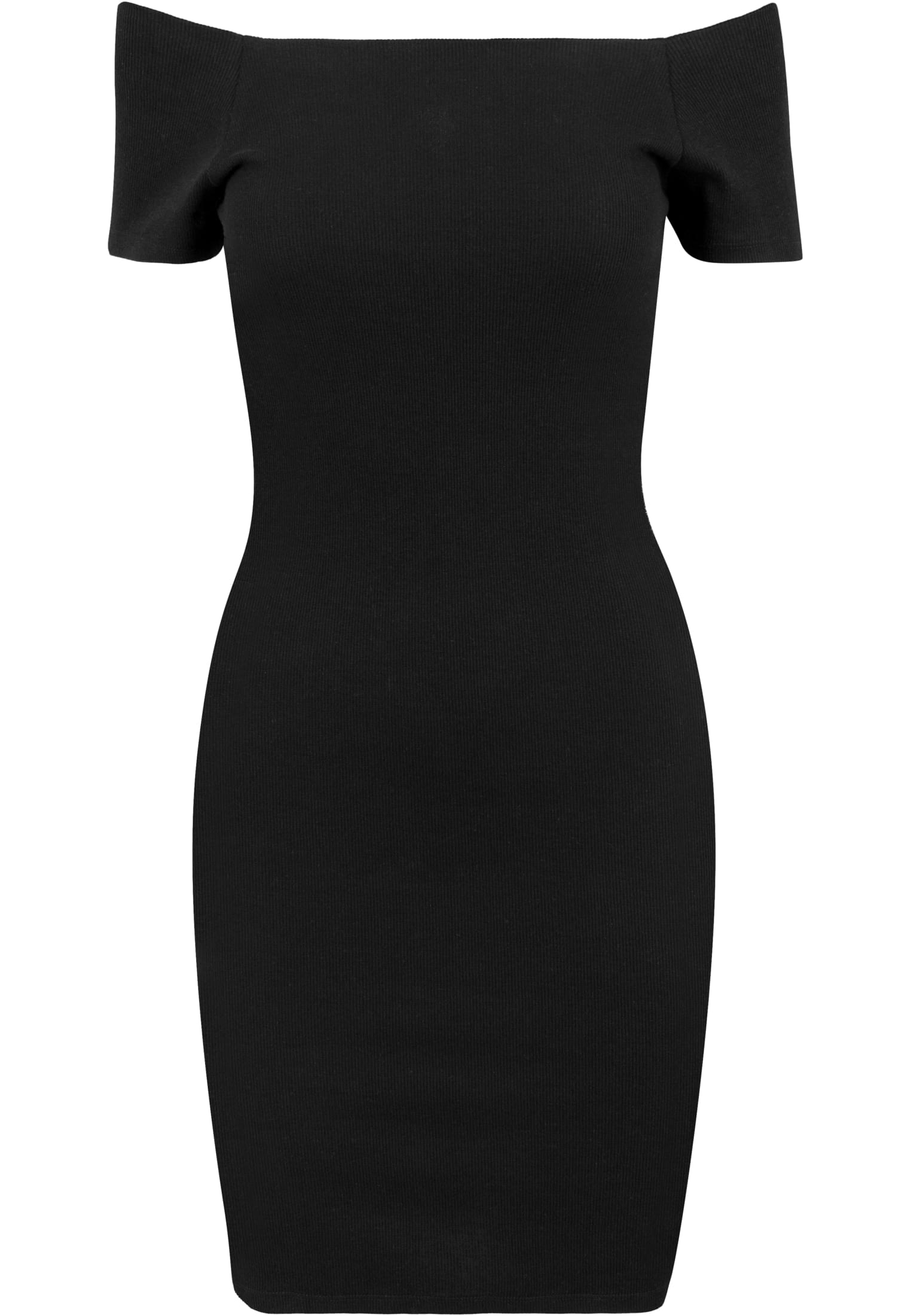 Ladies Off Shoulder Rib Dress | black