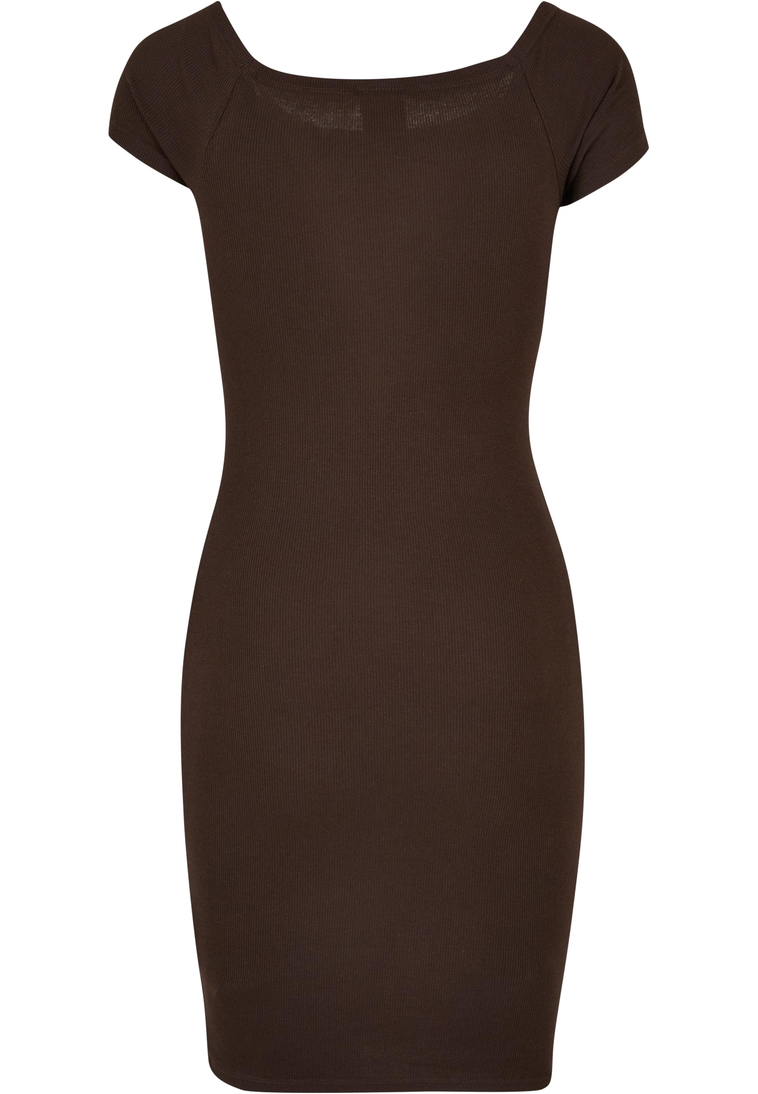 Ladies Off Shoulder Rib Dress | brown