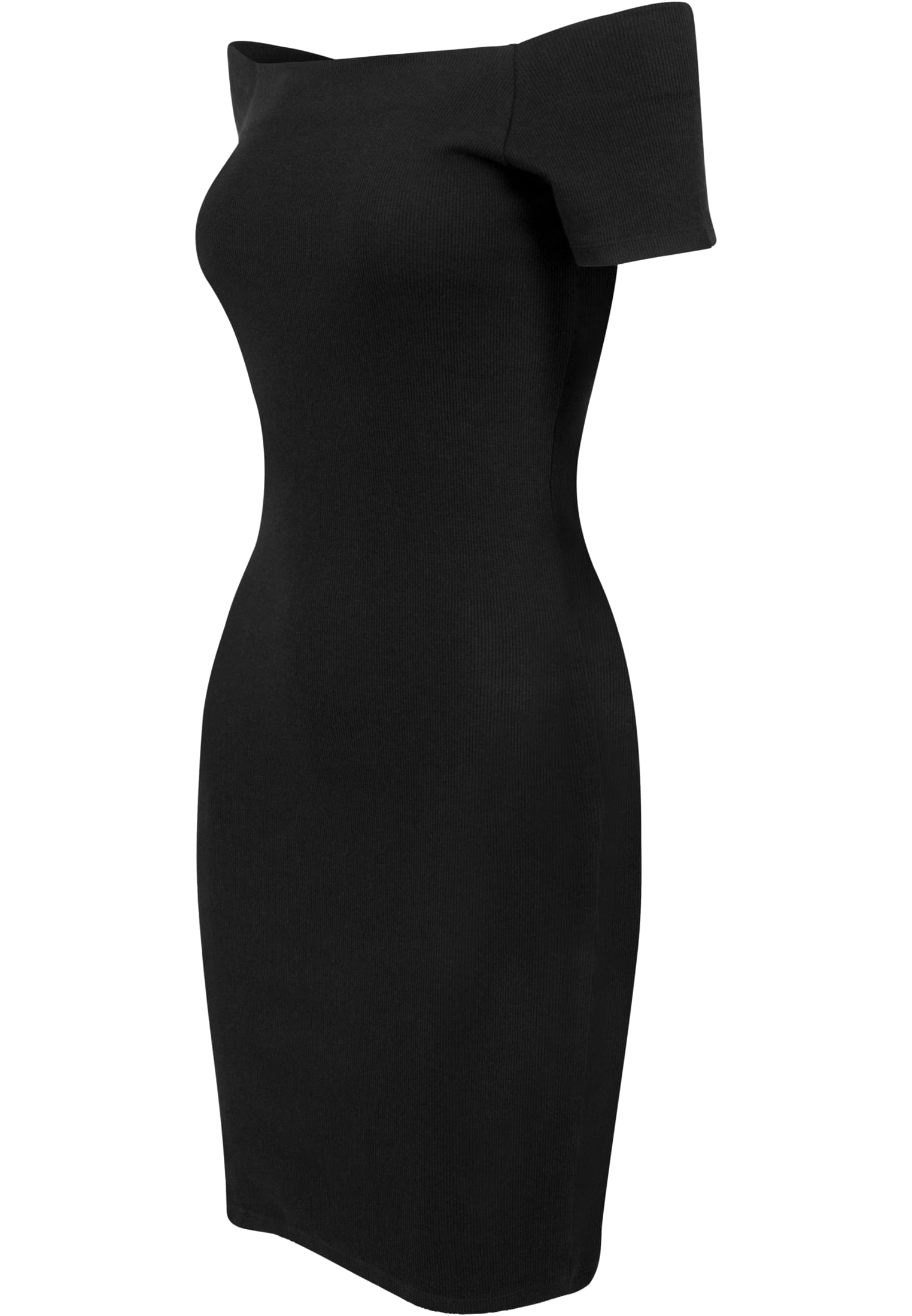 Ladies Off Shoulder Rib Dress | black