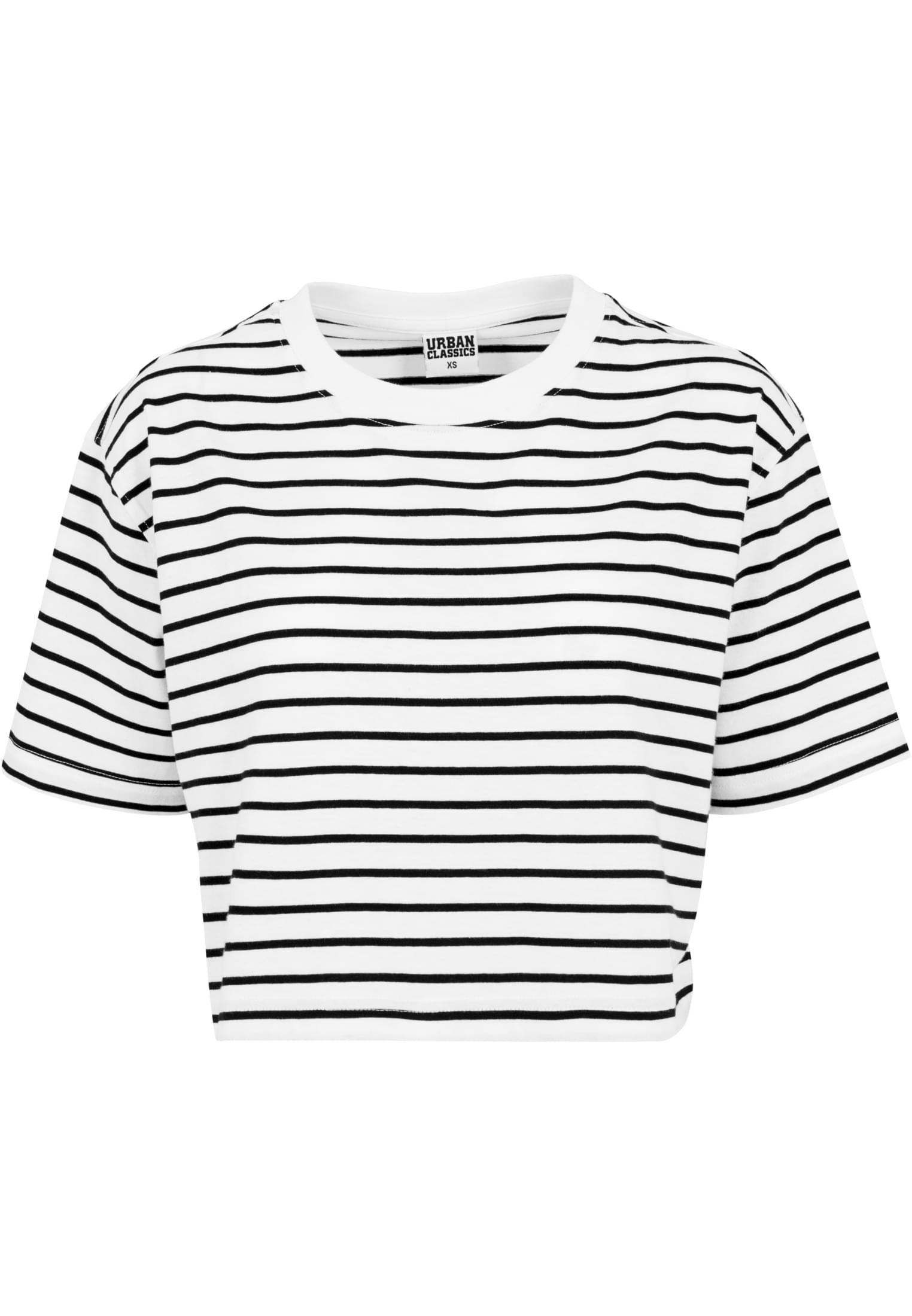 Ladies Short Striped Oversized Tee | wht/blk