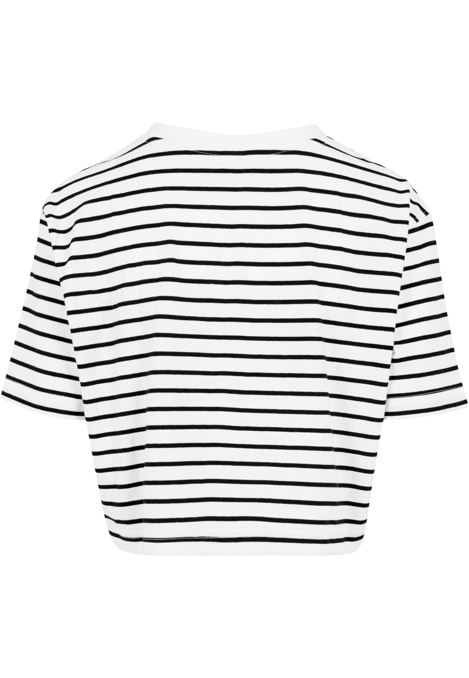 Ladies Short Striped Oversized Tee | wht/blk