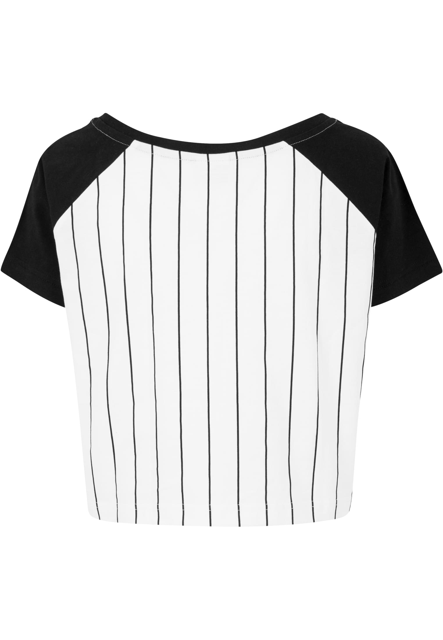 Ladies Cropped Baseball Tee | wht/blk