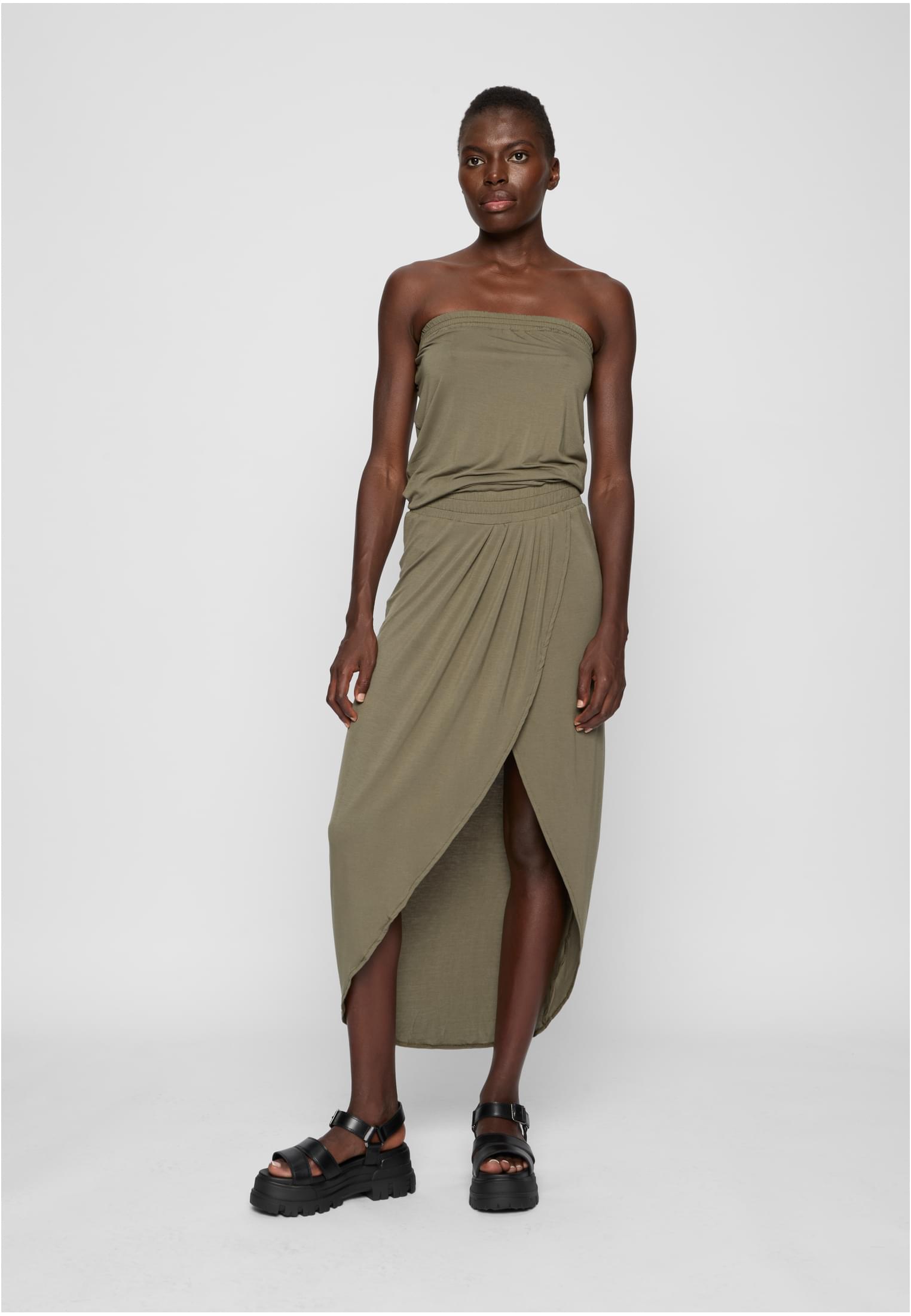 Ladies Viscose Bandeau Dress | olive