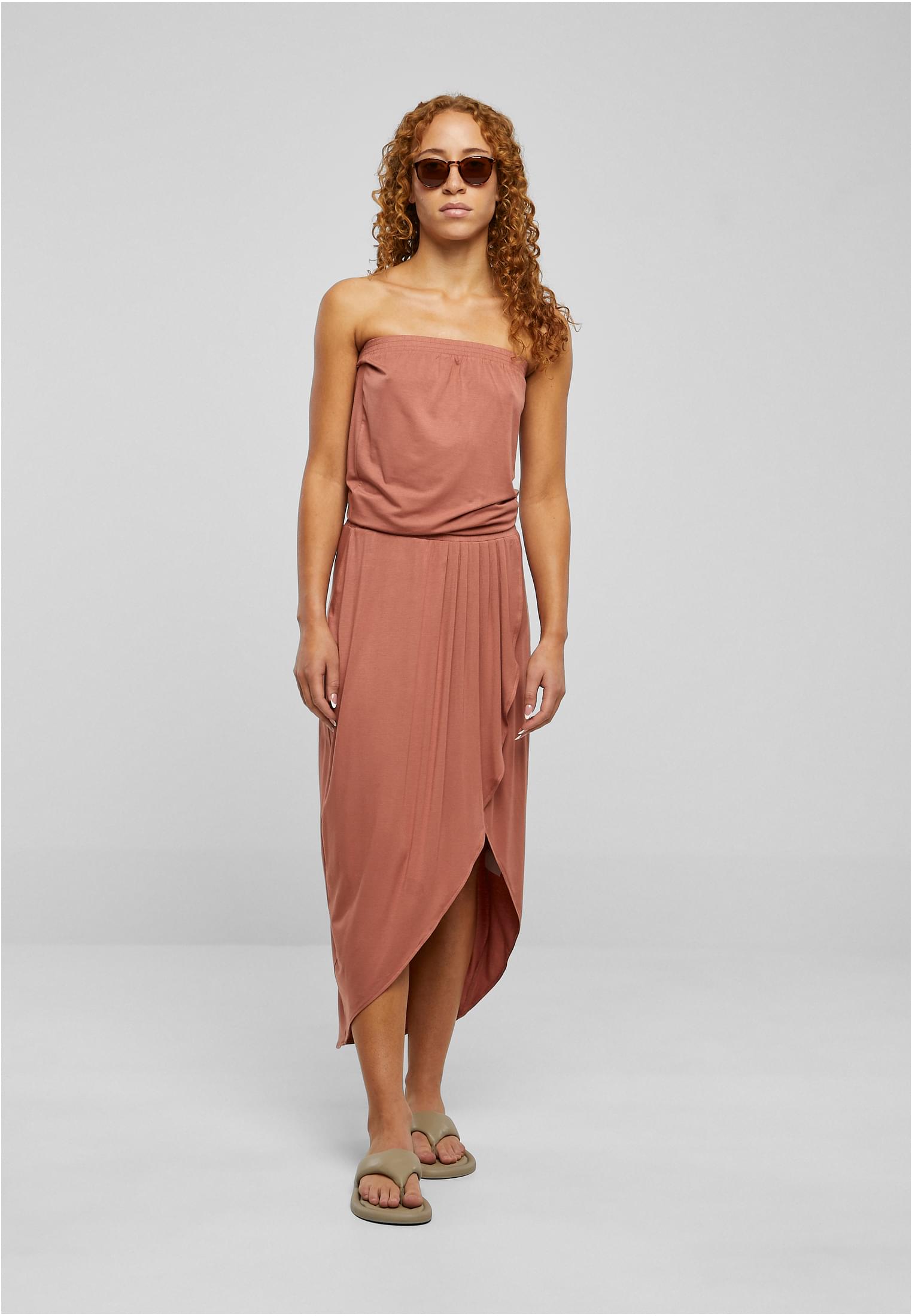 Ladies Viscose Bandeau Dress | terracotta