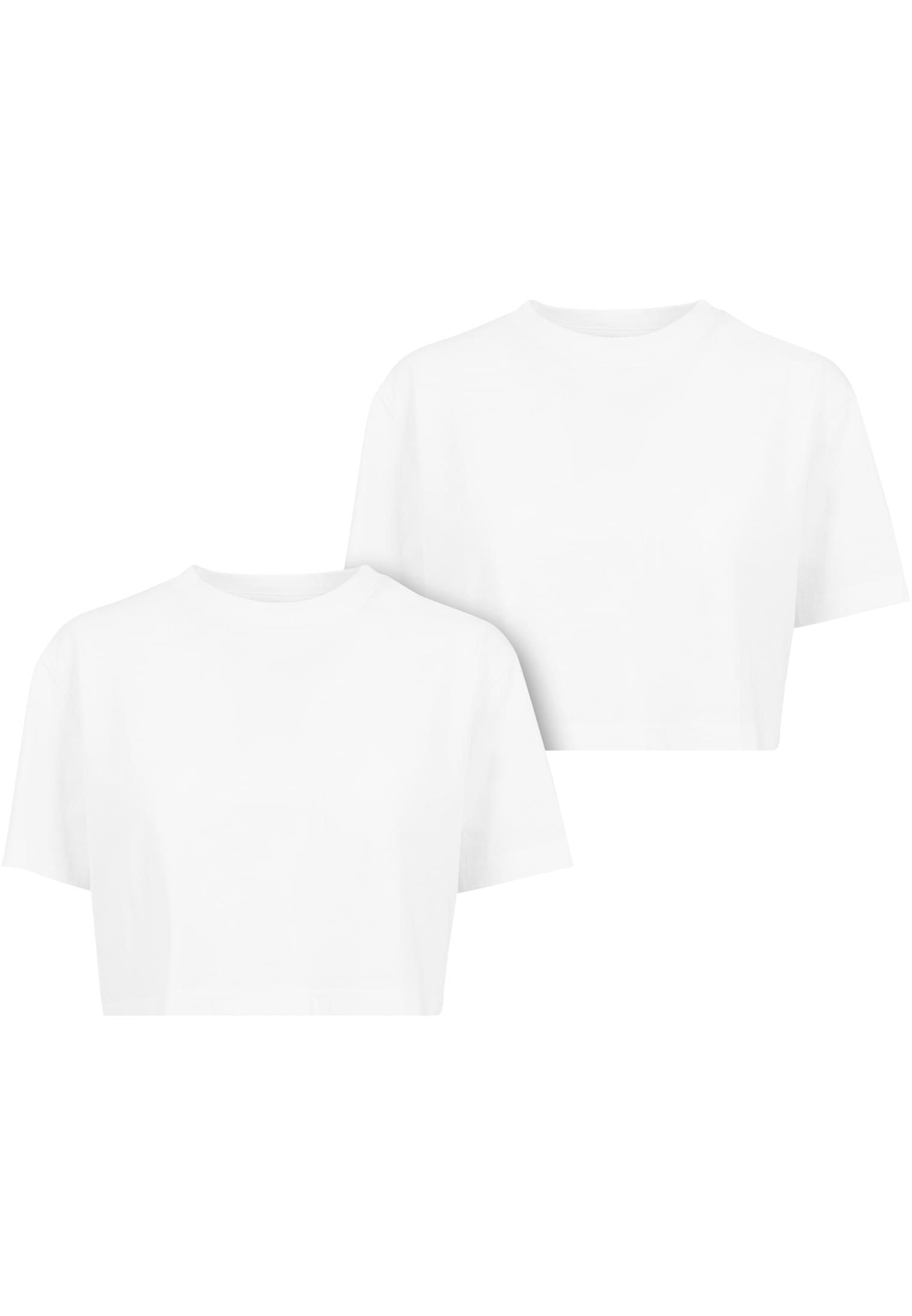 Ladies Short Oversized Tee 2-Pack | white+white