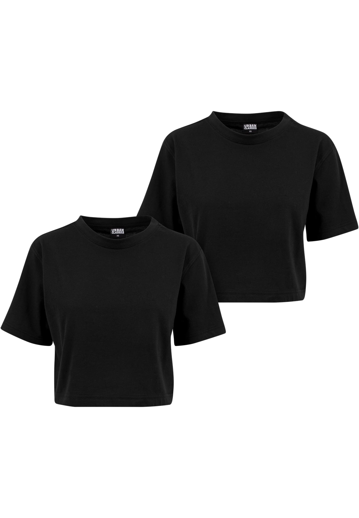 Ladies Short Oversized Tee 2-Pack | black+black