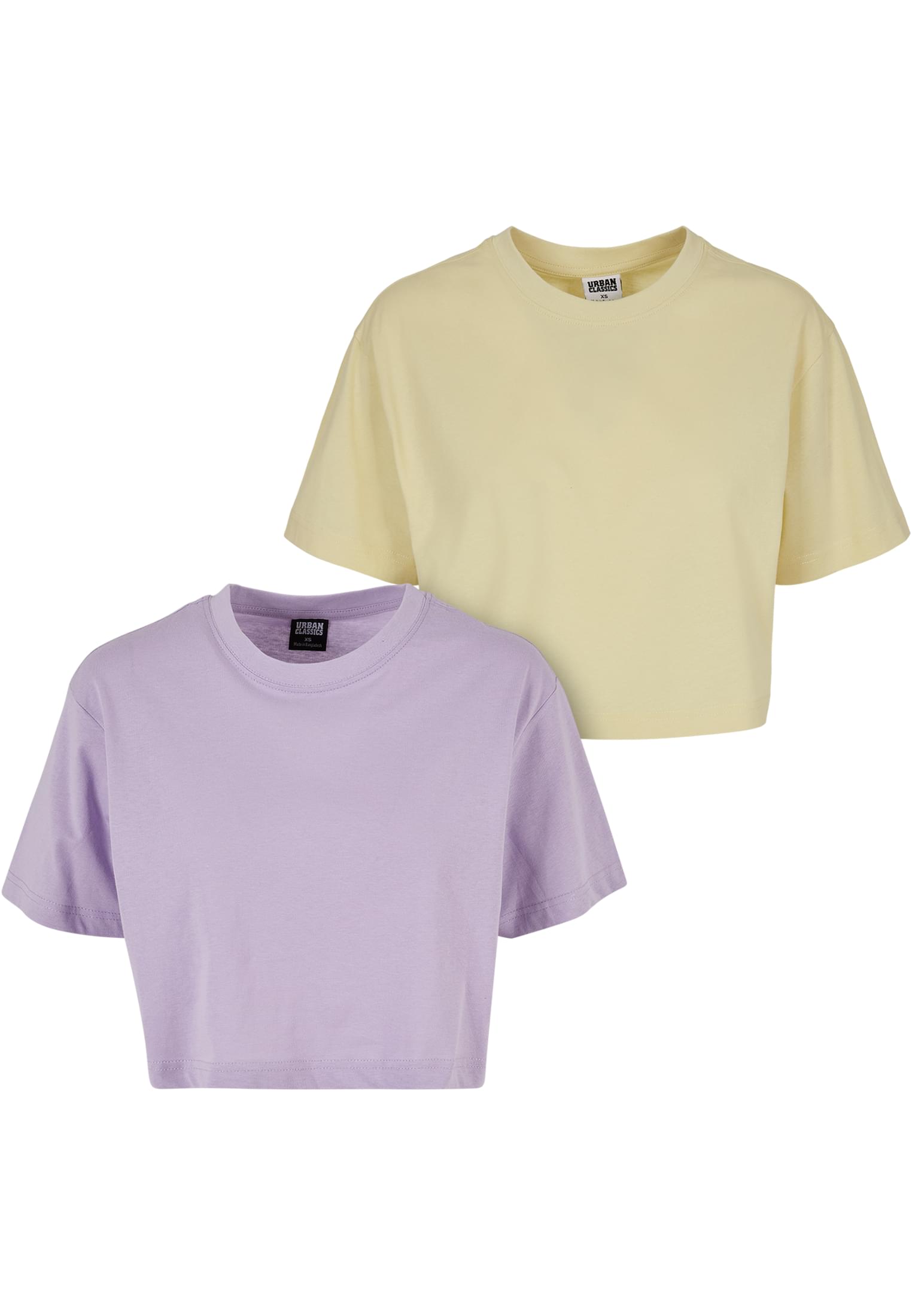 Ladies Short Oversized Tee 2-Pack | lilac+softyellow