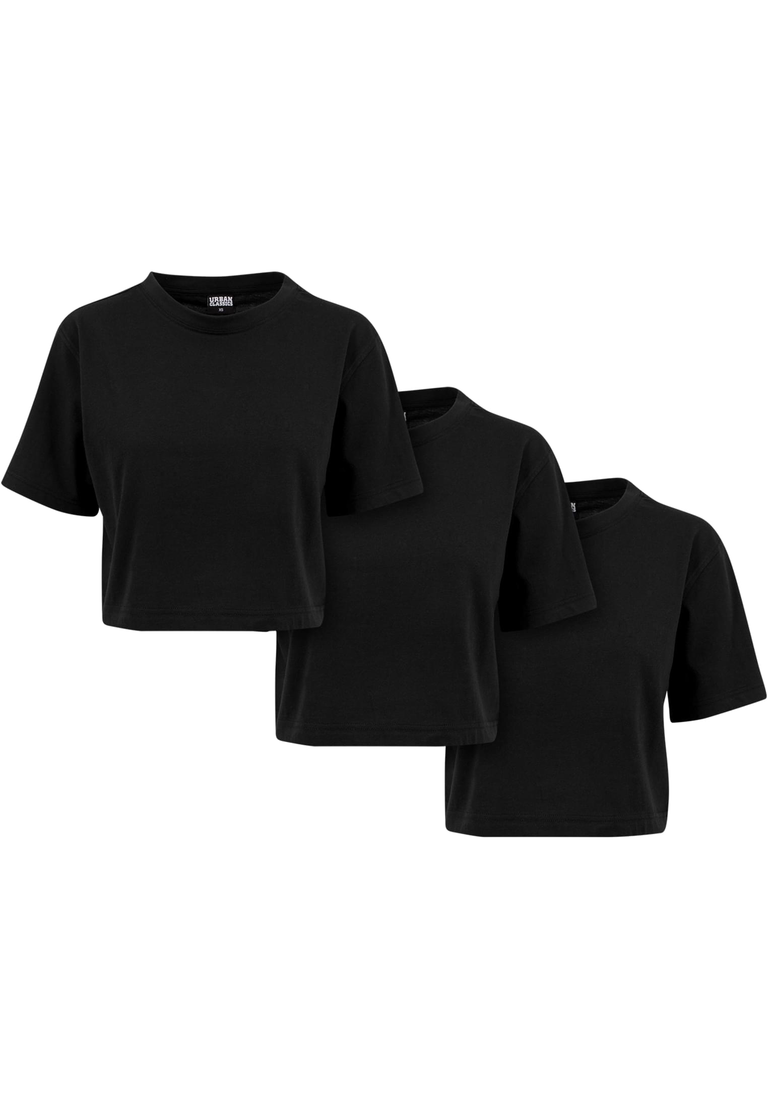 Ladies Short Oversized Tee 3-Pack | black+black+black