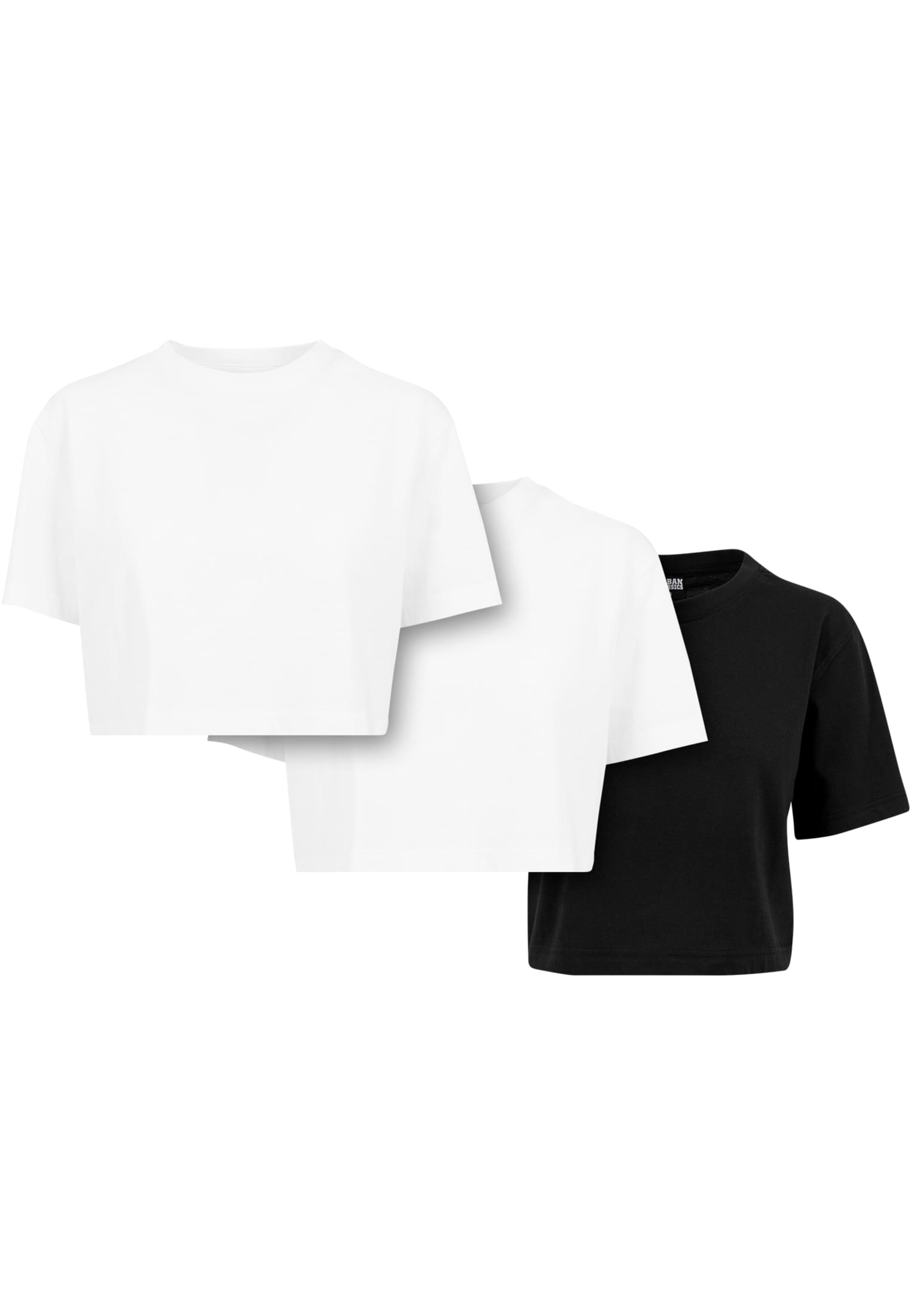 Ladies Short Oversized Tee 3-Pack | white+white+black