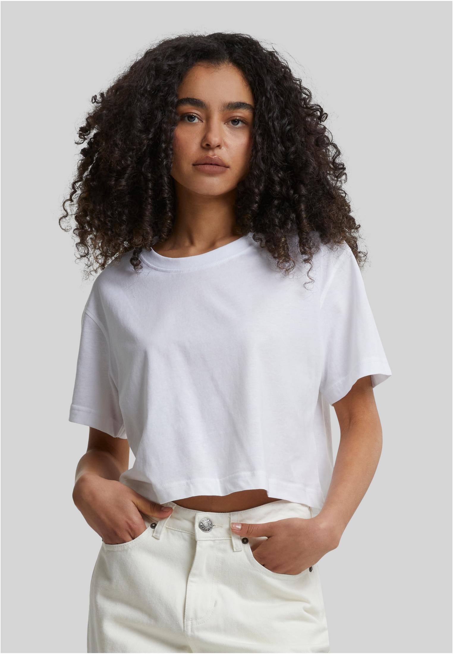 Ladies Short Oversized Tee | white