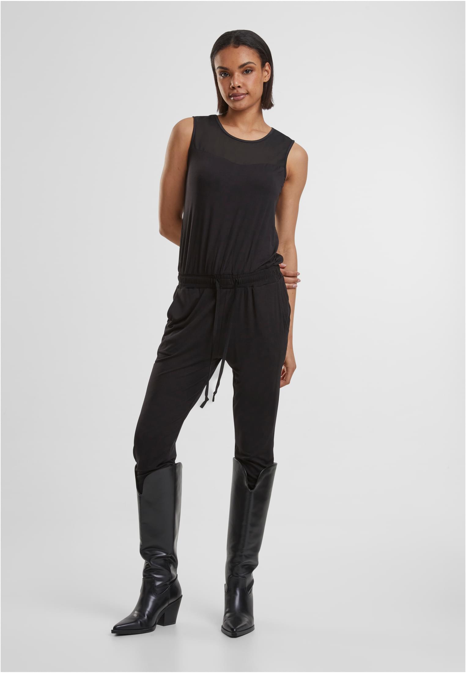 Ladies Tech Mesh Long Jumpsuit | black