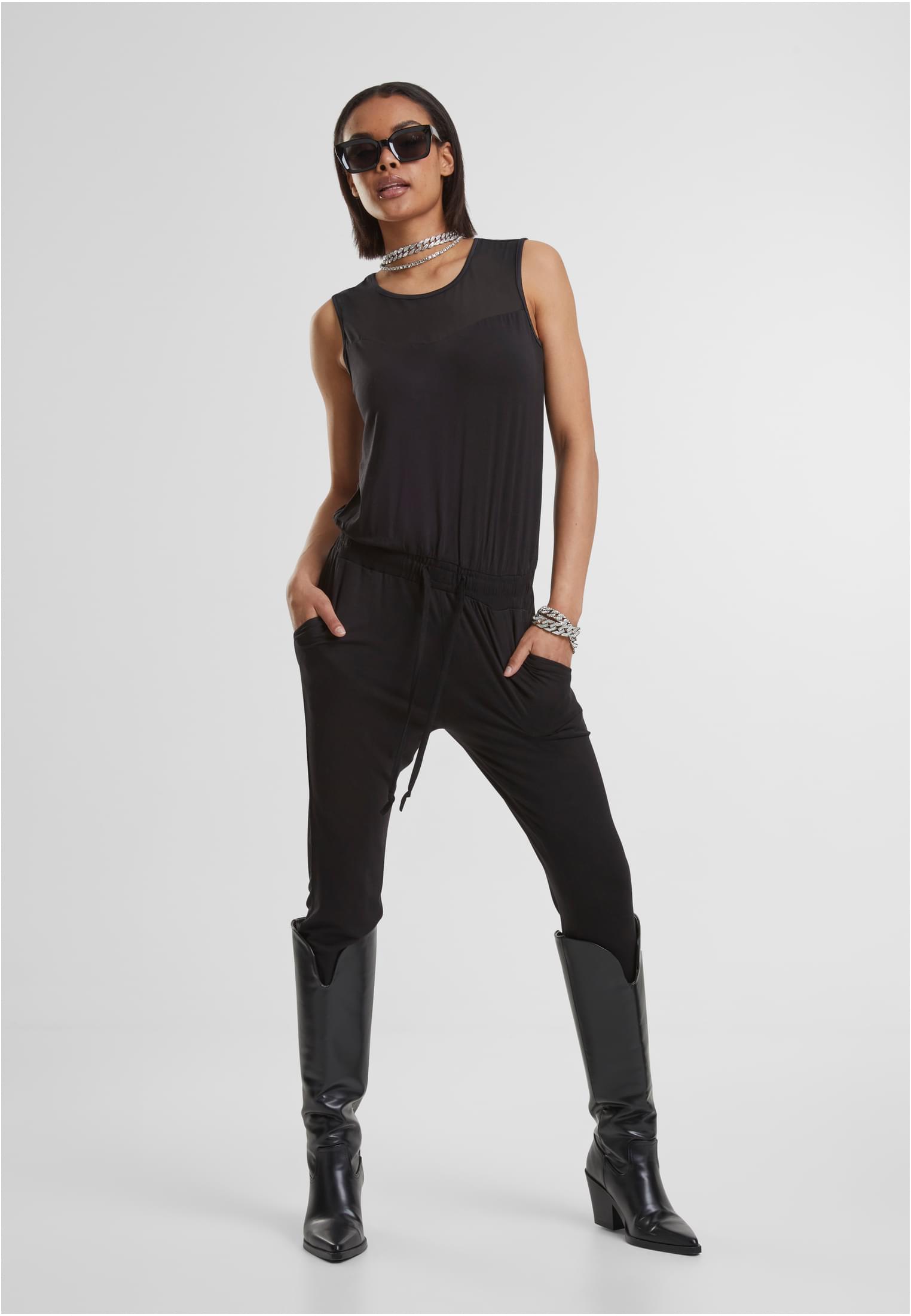 Ladies Tech Mesh Long Jumpsuit | black