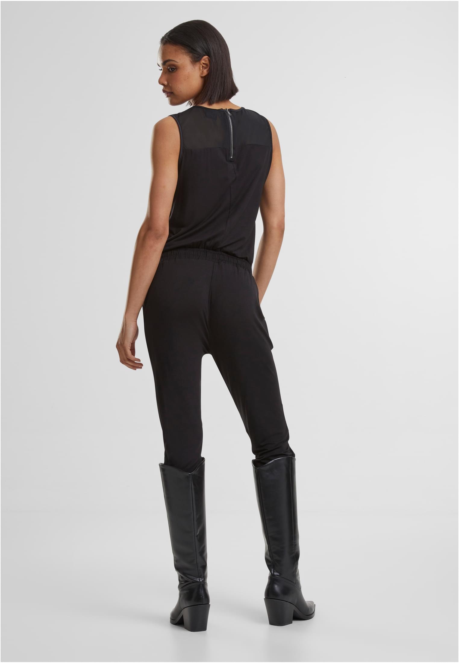 Ladies Tech Mesh Long Jumpsuit | black